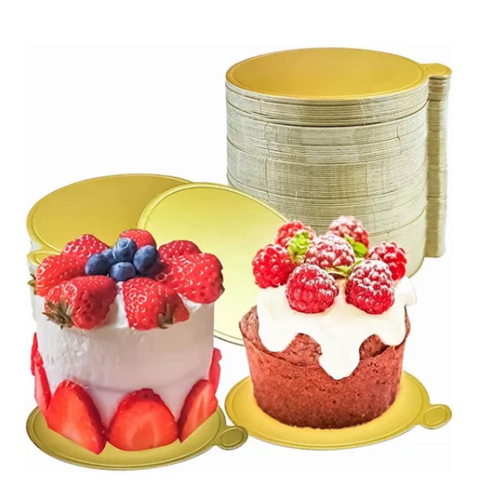 200Pcs Golden Cake Base Board 3.5in Round Cake Pad for Mini Cakes Muffins view 6