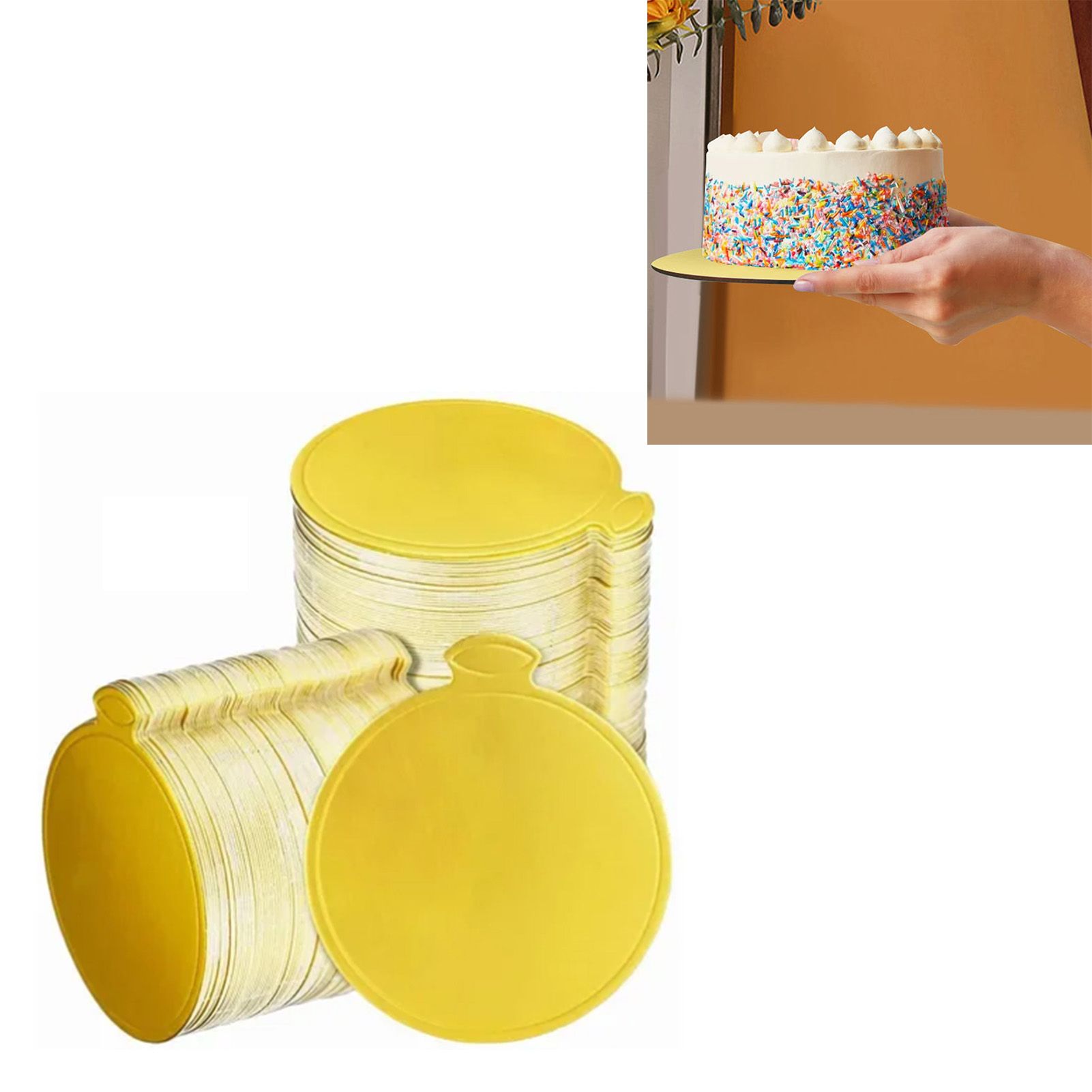200Pcs Golden Cake Base Board 3.5in Round Cake Pad for Mini Cakes Muffins view 11