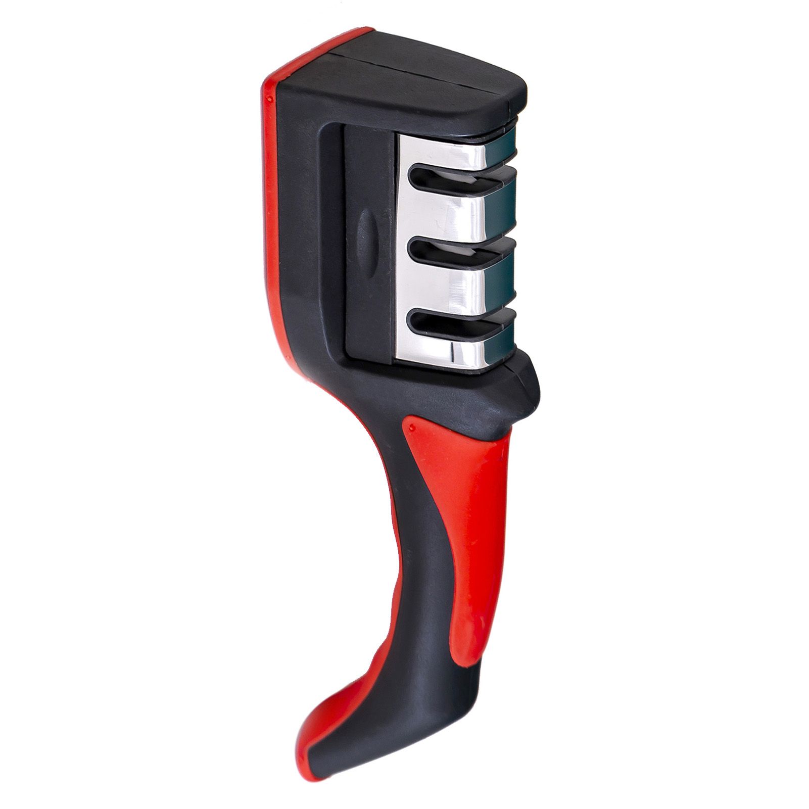 Handheld Knife Sharpening Tool 3 Segments Red and Black Multipurpose Knife view 2