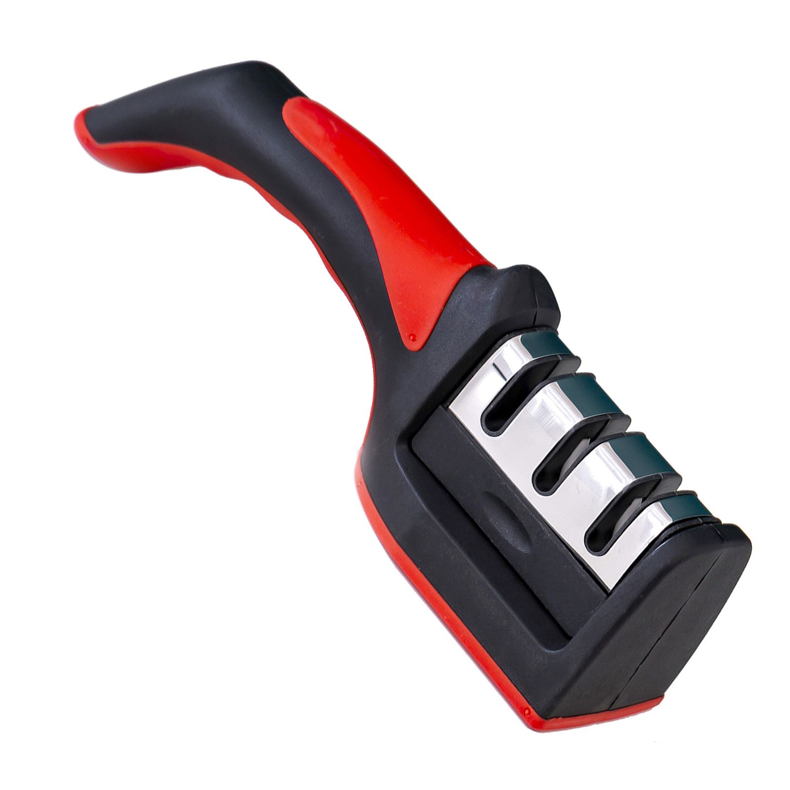 Handheld Knife Sharpening Tool 3 Segments Red and Black Multipurpose Knife view 3
