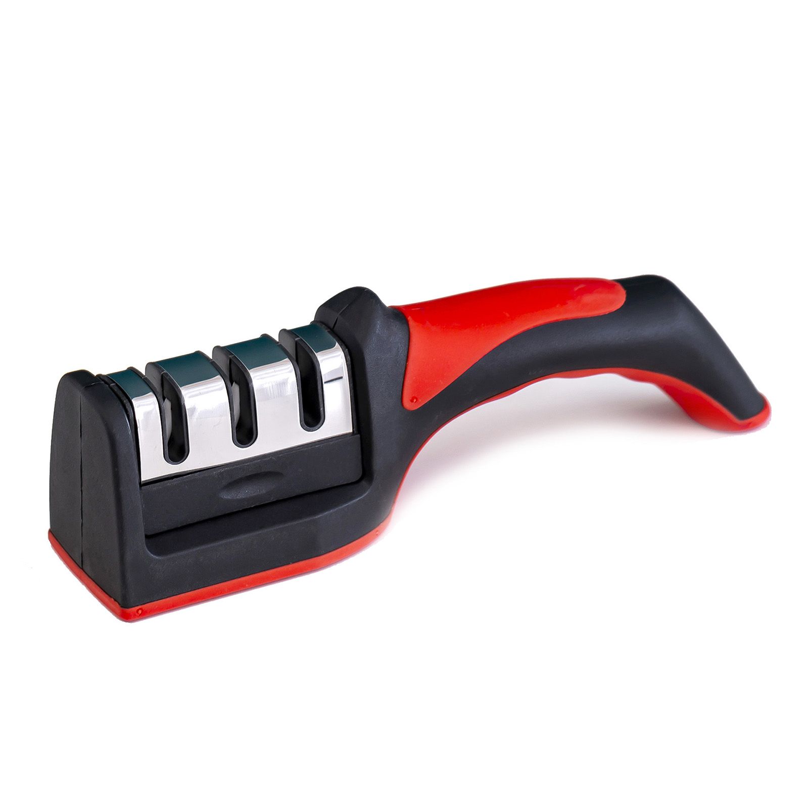 Handheld Knife Sharpening Tool 3 Segments Red and Black Multipurpose Knife view 4