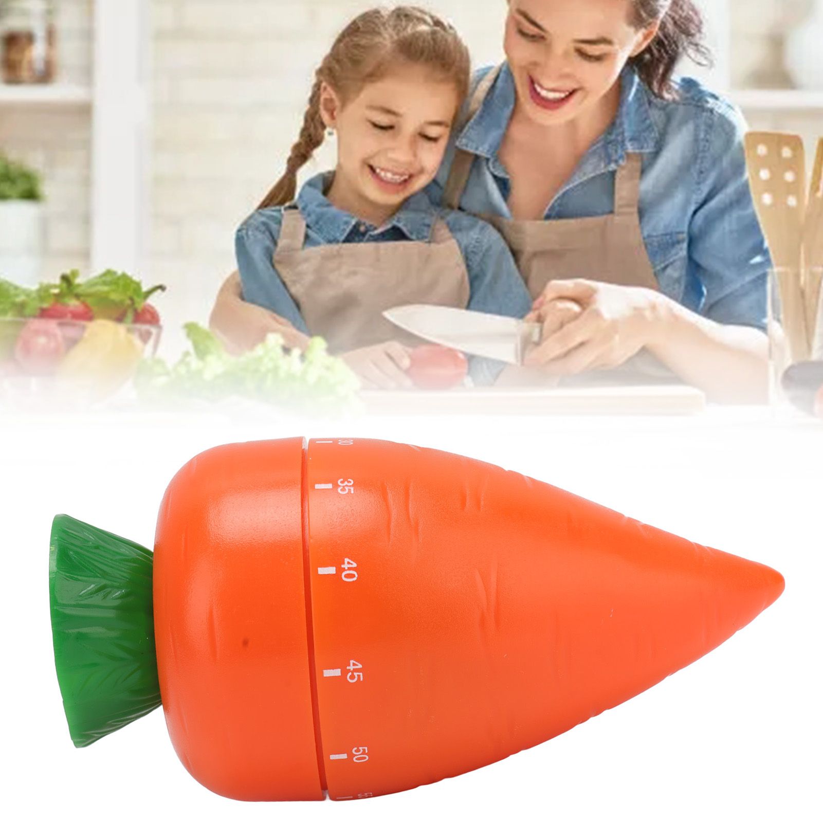 Cooking Timer Cute Carrot Shape Mechanical Timer for Kitchen Reading Studying view 12