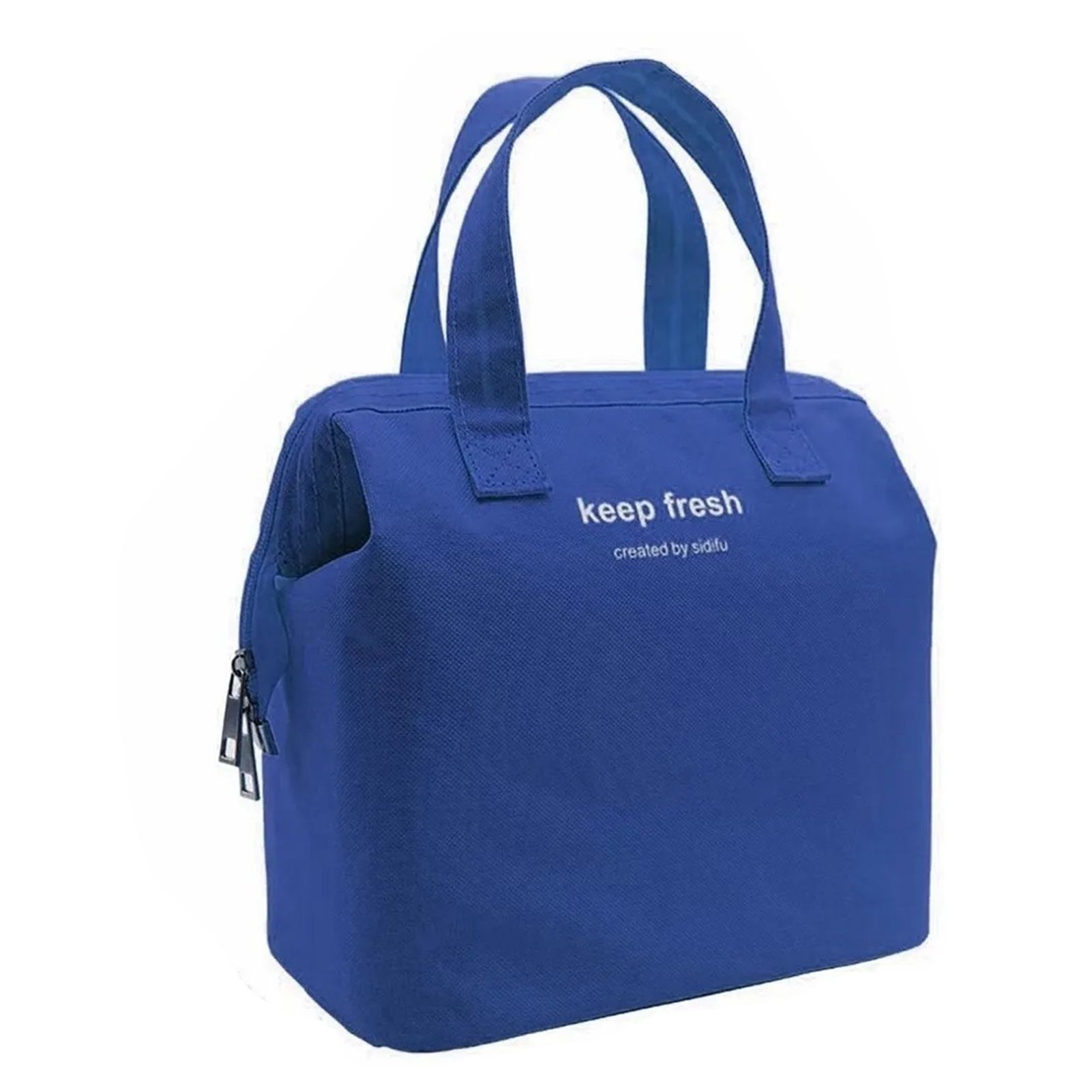 Insulated Lunch Bag Solid Color Oxford Cloth Waterproof Metal Zipper Portable view 2