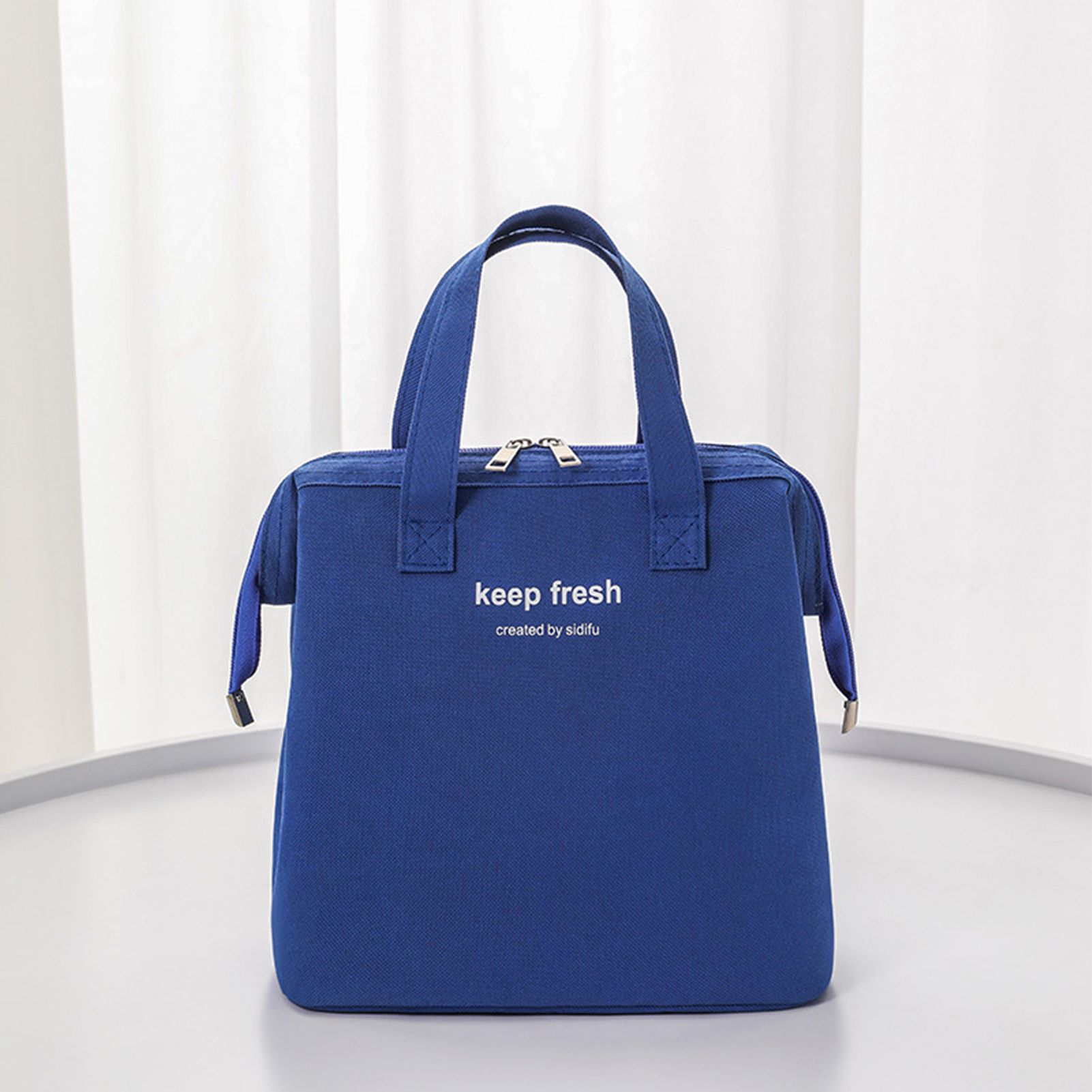 Insulated Lunch Bag Solid Color Oxford Cloth Waterproof Metal Zipper Portable view 12