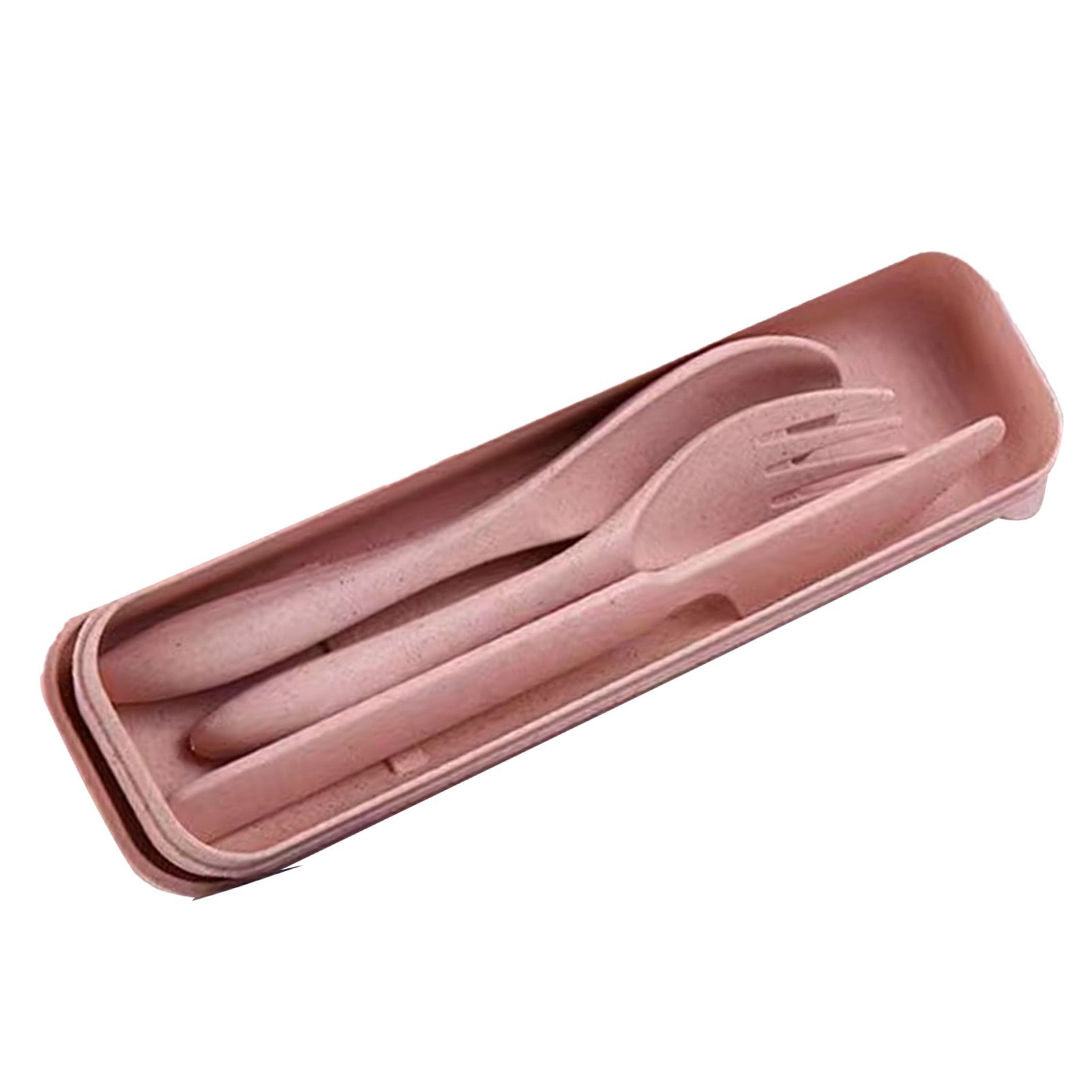 Wheat Straw Cutlery Set Modern Portable Fork Spoon Knife Tableware with Box view 2