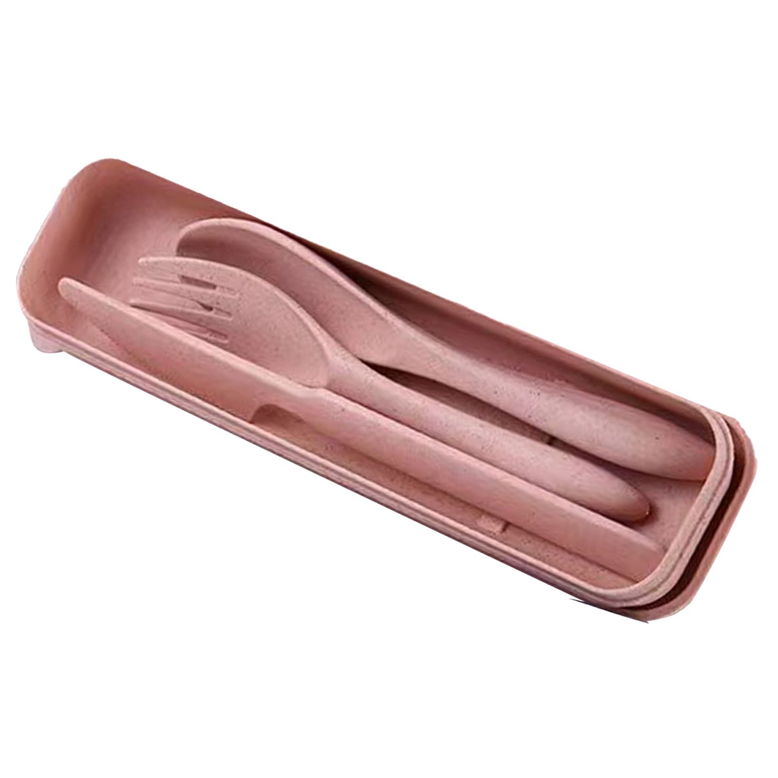Wheat Straw Cutlery Set Modern Portable Fork Spoon Knife Tableware with Box view 3