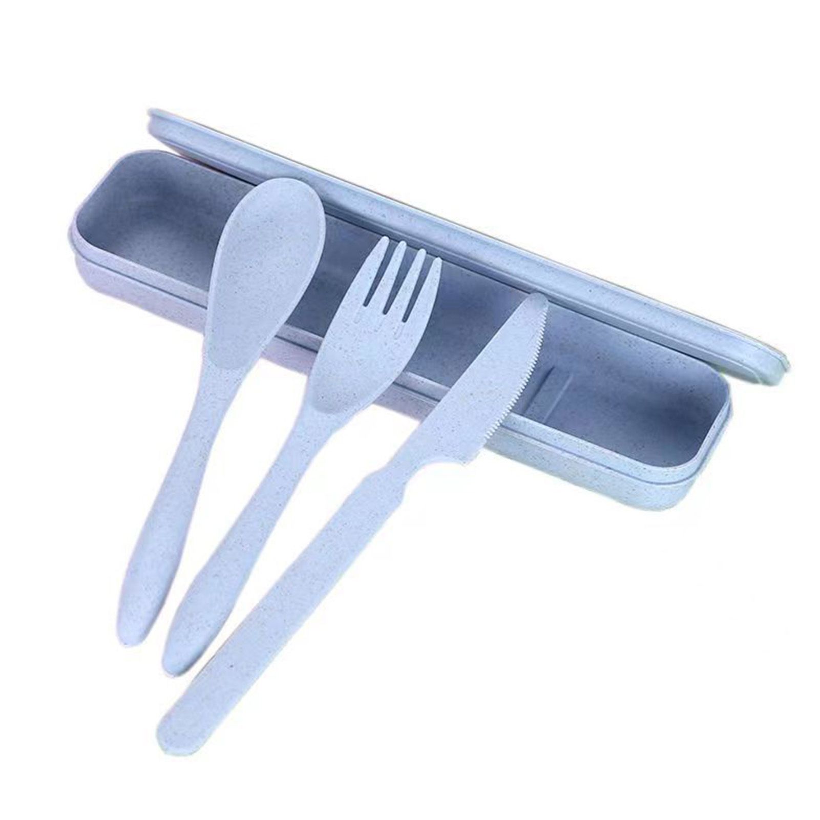 Wheat Straw Cutlery Set Modern Portable Fork Spoon Knife Tableware with Box view 2