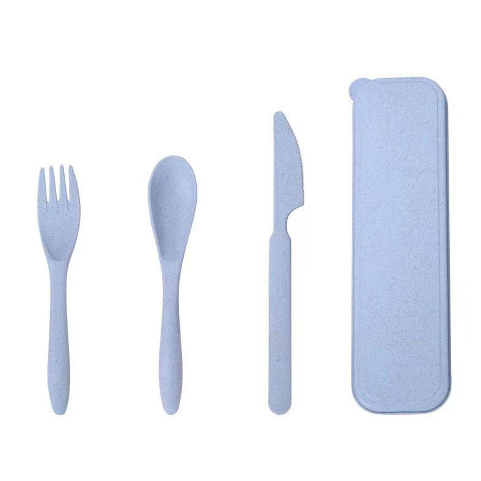 Wheat Straw Cutlery Set Modern Portable Fork Spoon Knife Tableware with Box view 3