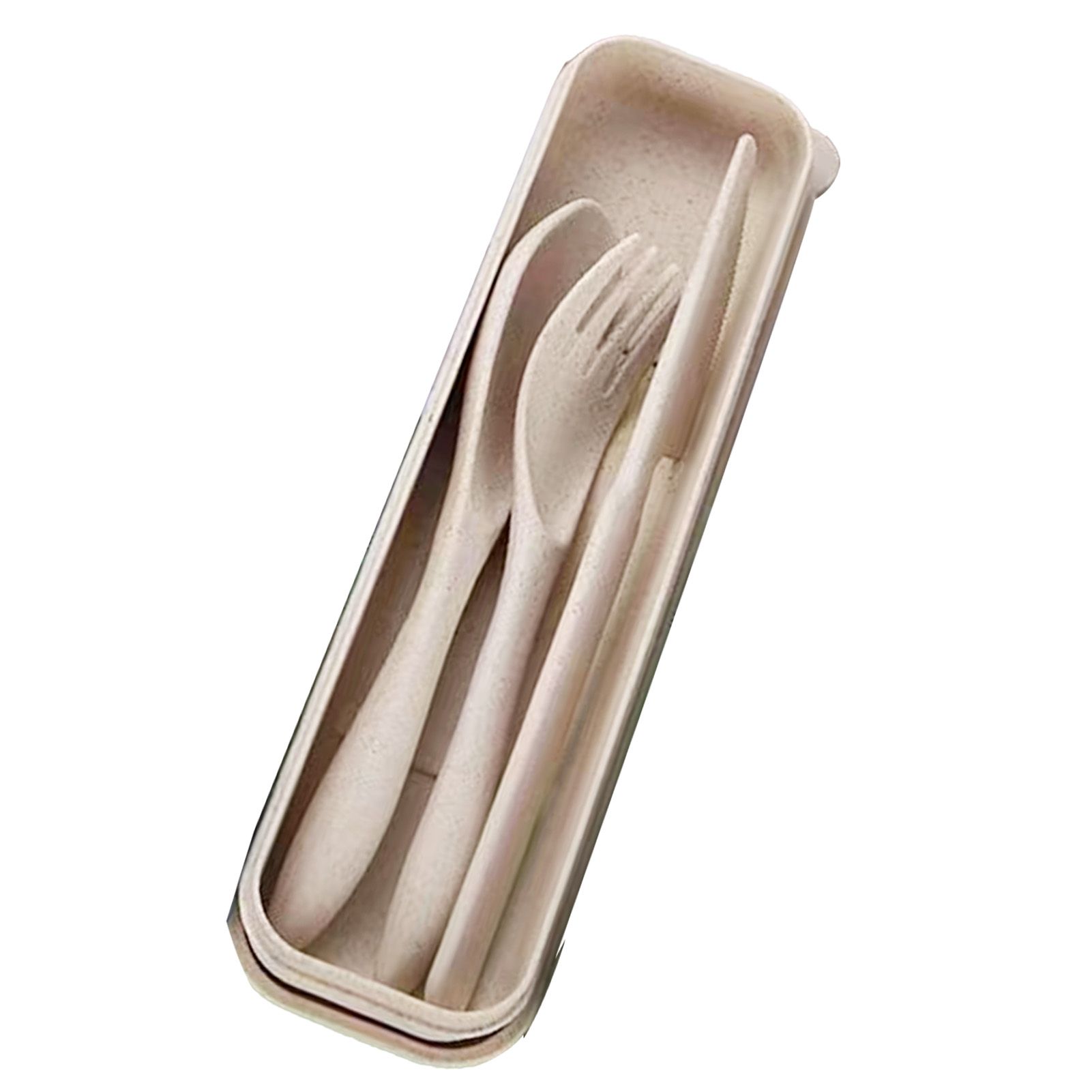 Wheat Straw Cutlery Set Modern Portable Fork Spoon Knife Tableware with Box view 2
