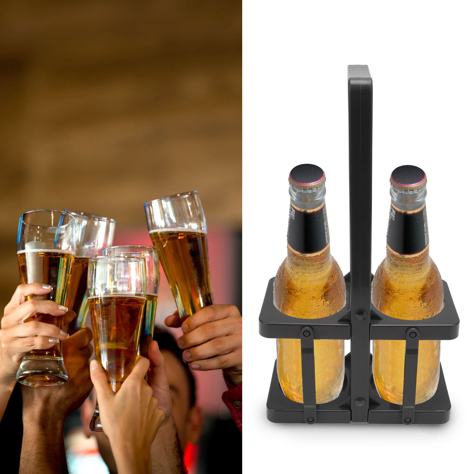 Beer Caddy Holder 2 Pack Foldable Portable Beer Beverage Display Basket Beer view 12