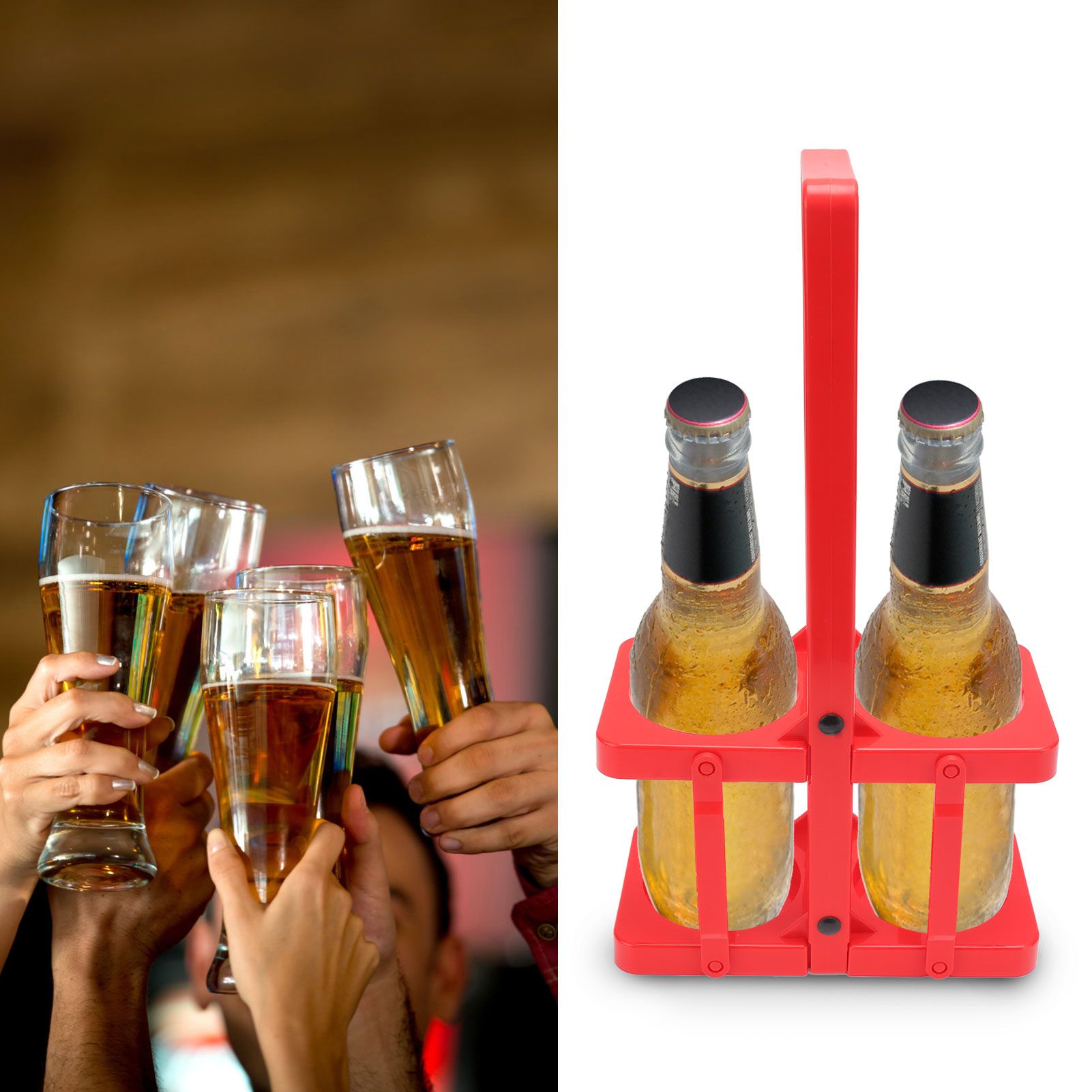 Beer Caddy Holder 2 Pack Foldable Portable Beer Beverage Display Basket Beer view 12