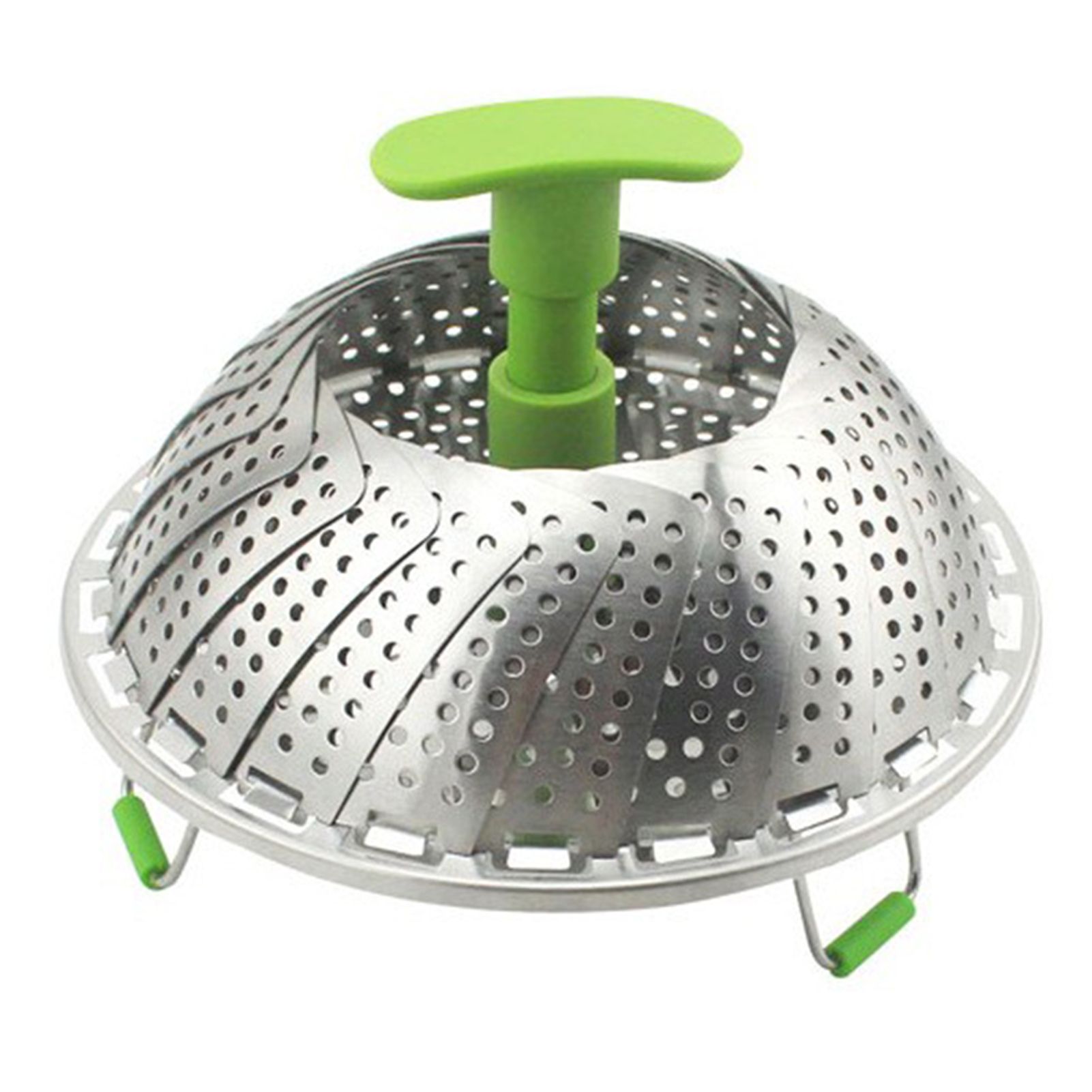 Steam Basket Stainless Steel Folding Vegetable Steam Basket with ABS Handle