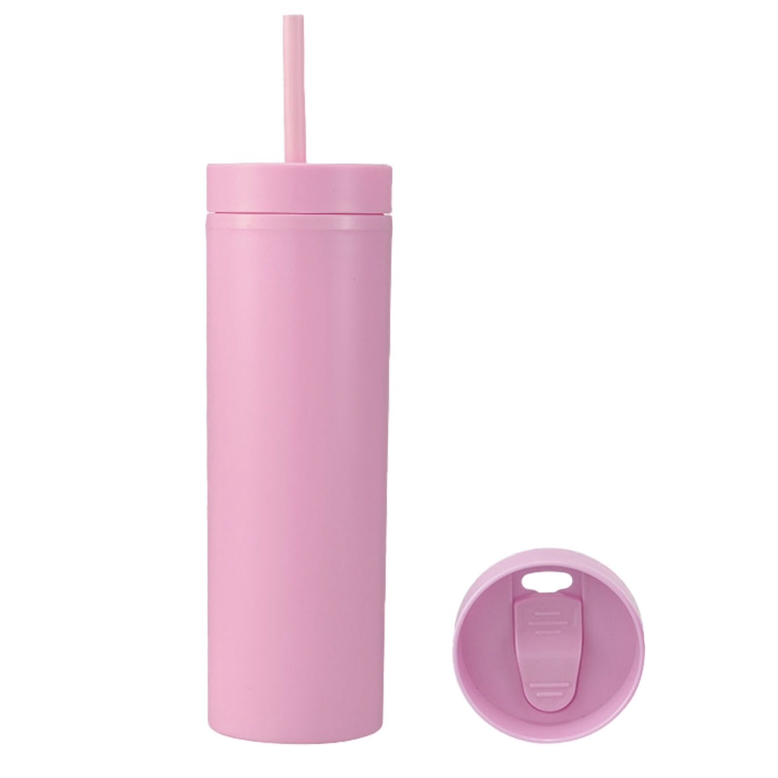 16oz Plastic Tumblers with Lids and Straws Frosting Matte Plastic Drinking