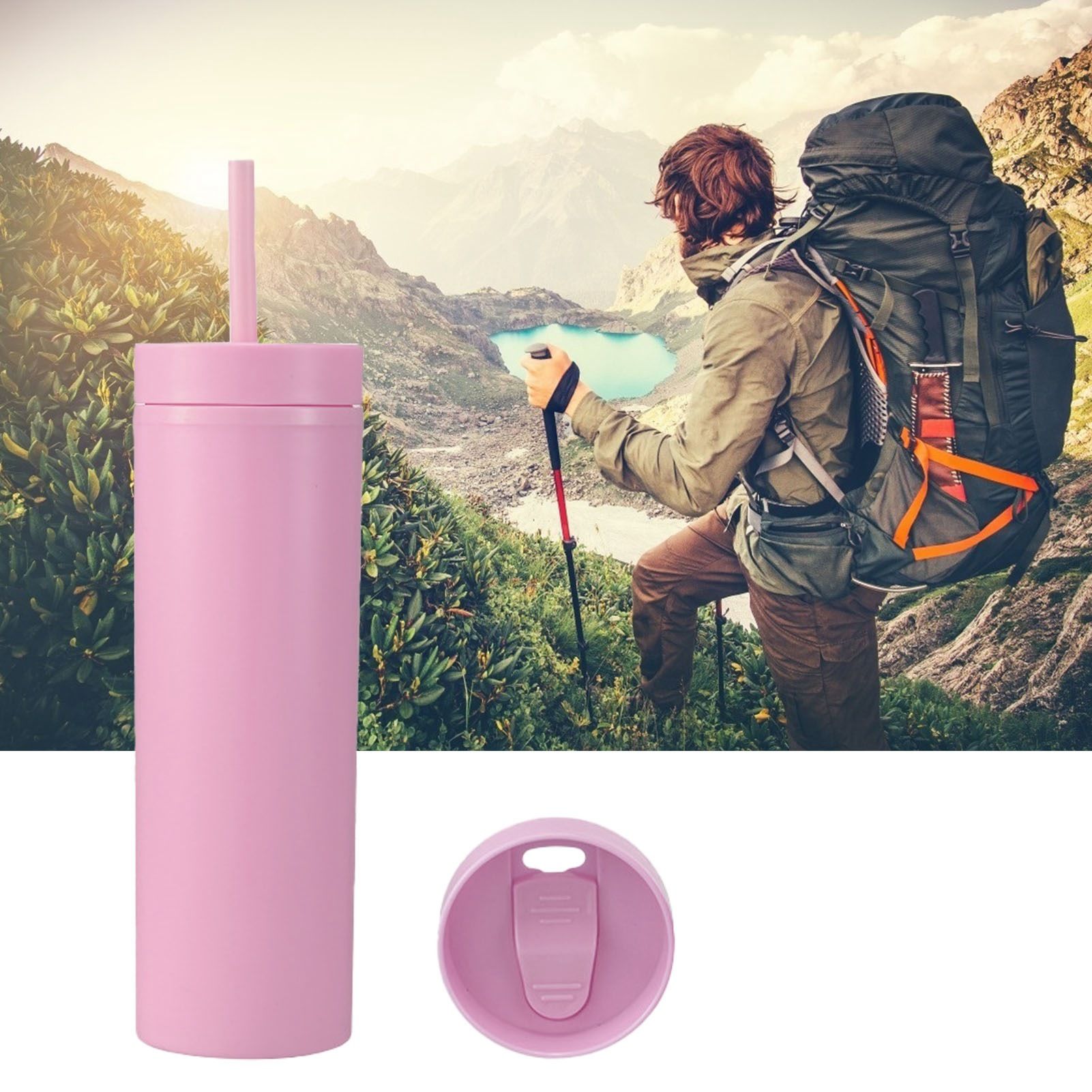 16oz Plastic Tumblers with Lids and Straws Frosting Matte Plastic Drinking view 5