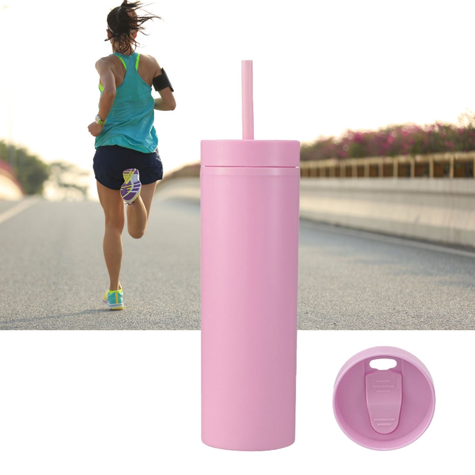 16oz Plastic Tumblers with Lids and Straws Frosting Matte Plastic Drinking view 11