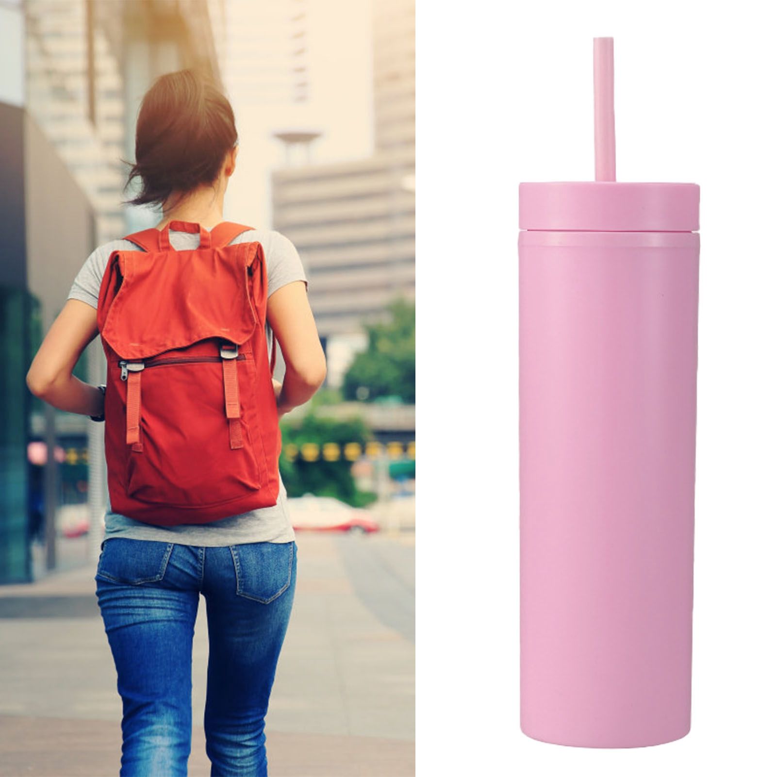 16oz Plastic Tumblers with Lids and Straws Frosting Matte Plastic Drinking view 12