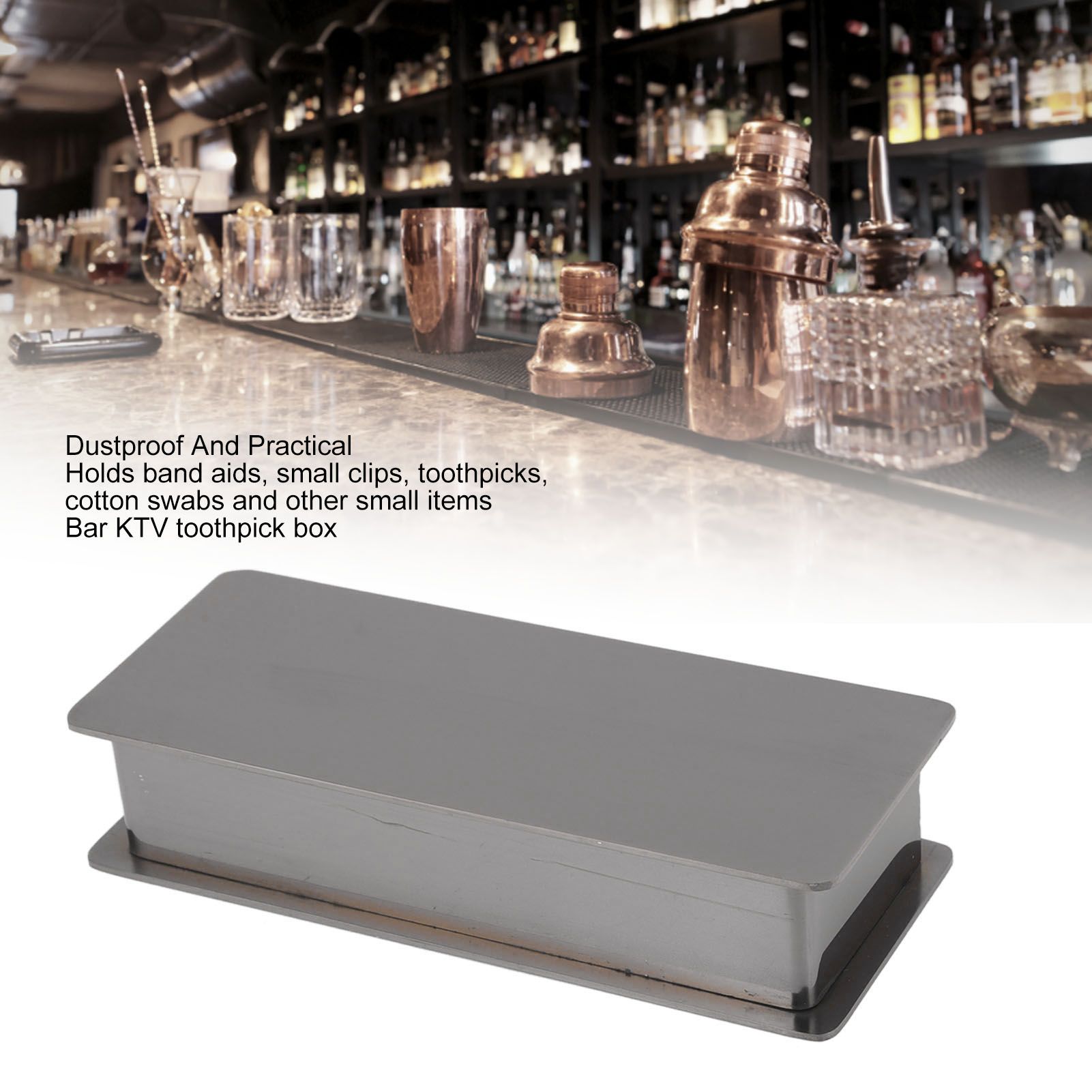 Toothpick Holder Stainless Steel Rectangular Toothpick Holder with Lid for view 14