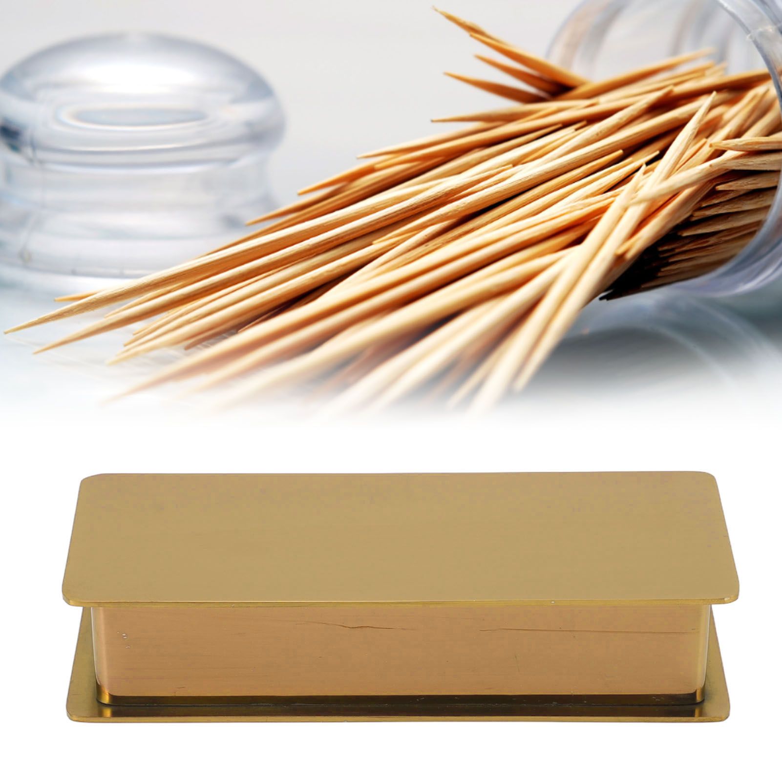 Toothpick Holder Stainless Steel Rectangular Toothpick Holder with Lid for view 12