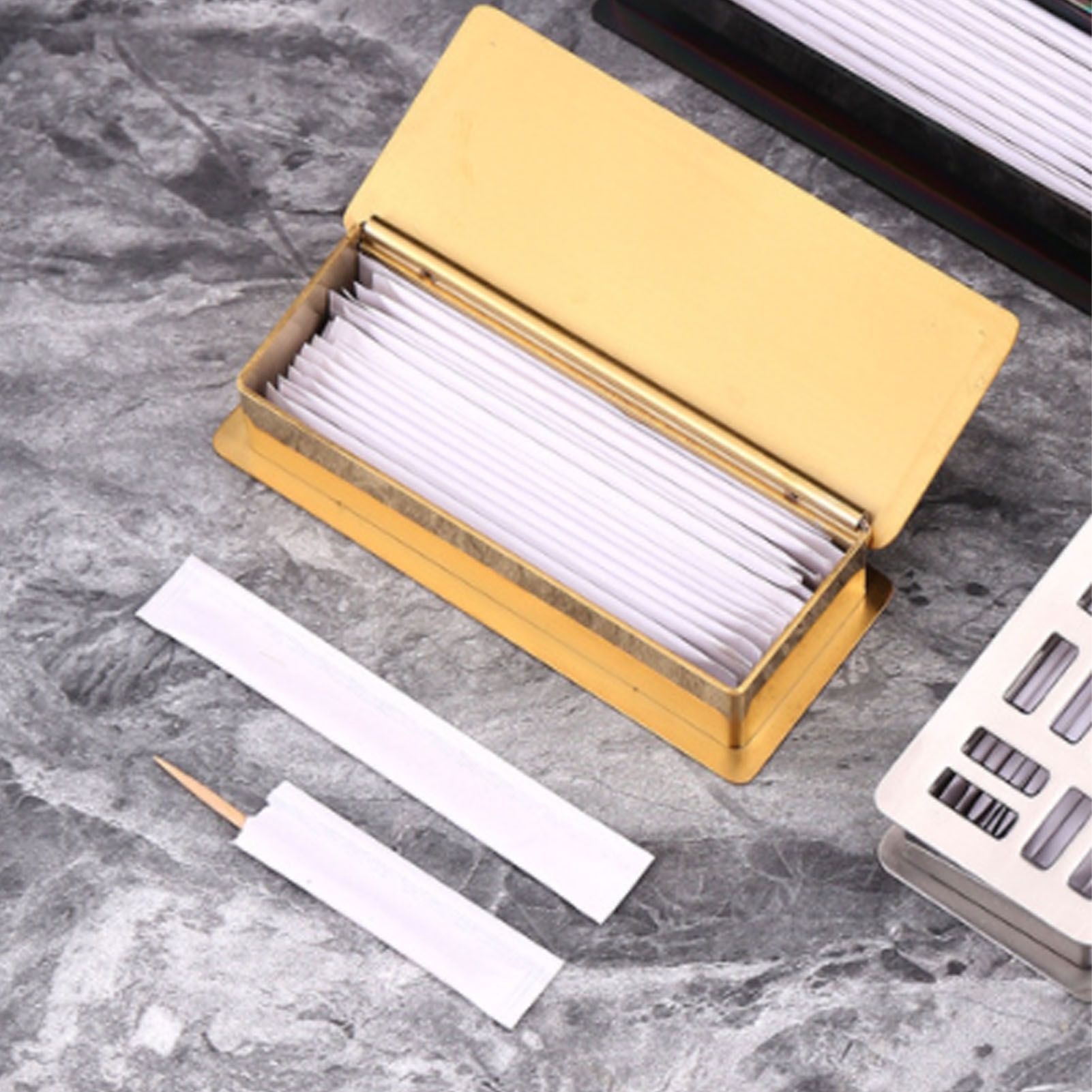 Toothpick Holder Stainless Steel Rectangular Toothpick Holder with Lid for view 14