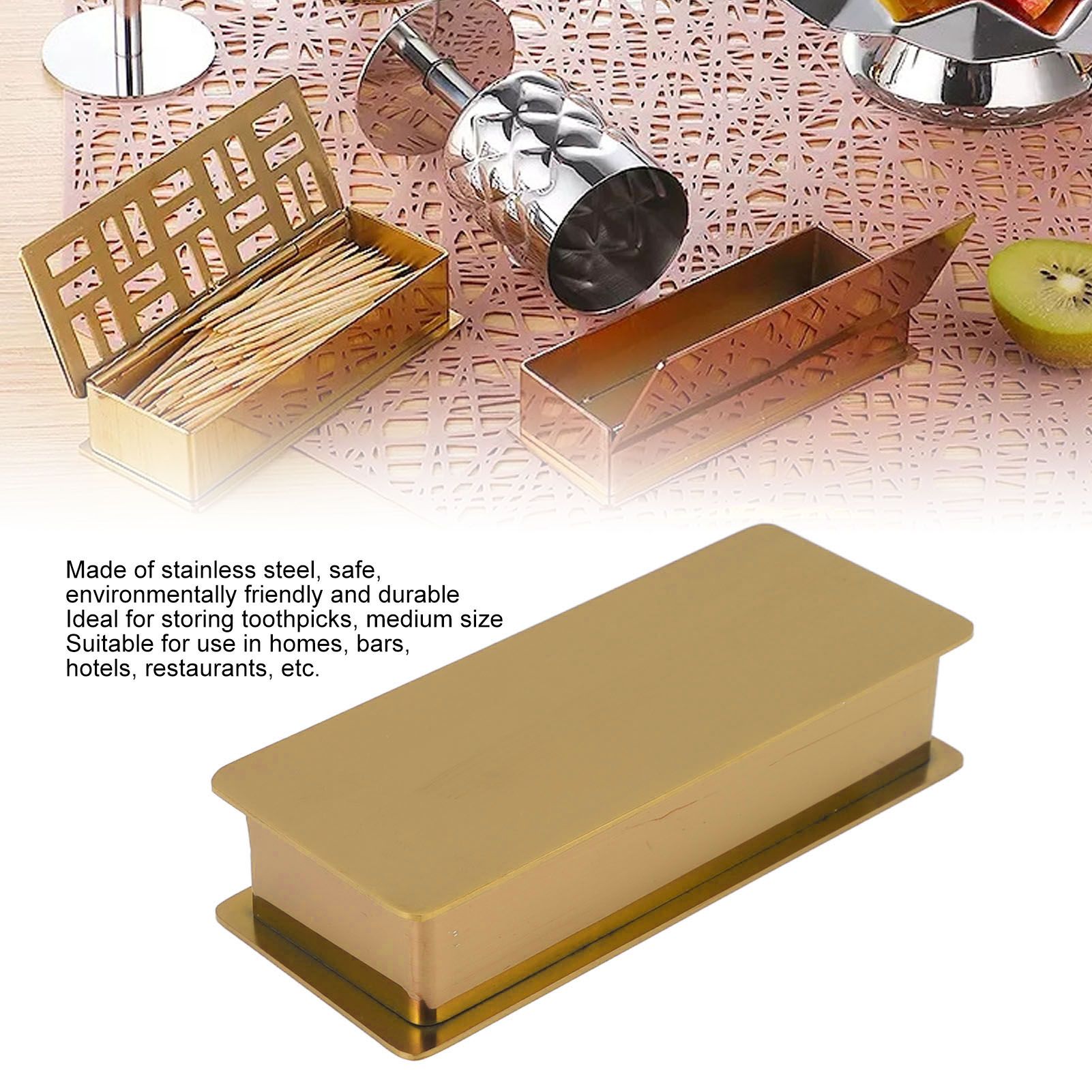 Toothpick Holder Stainless Steel Rectangular Toothpick Holder with Lid for view 15