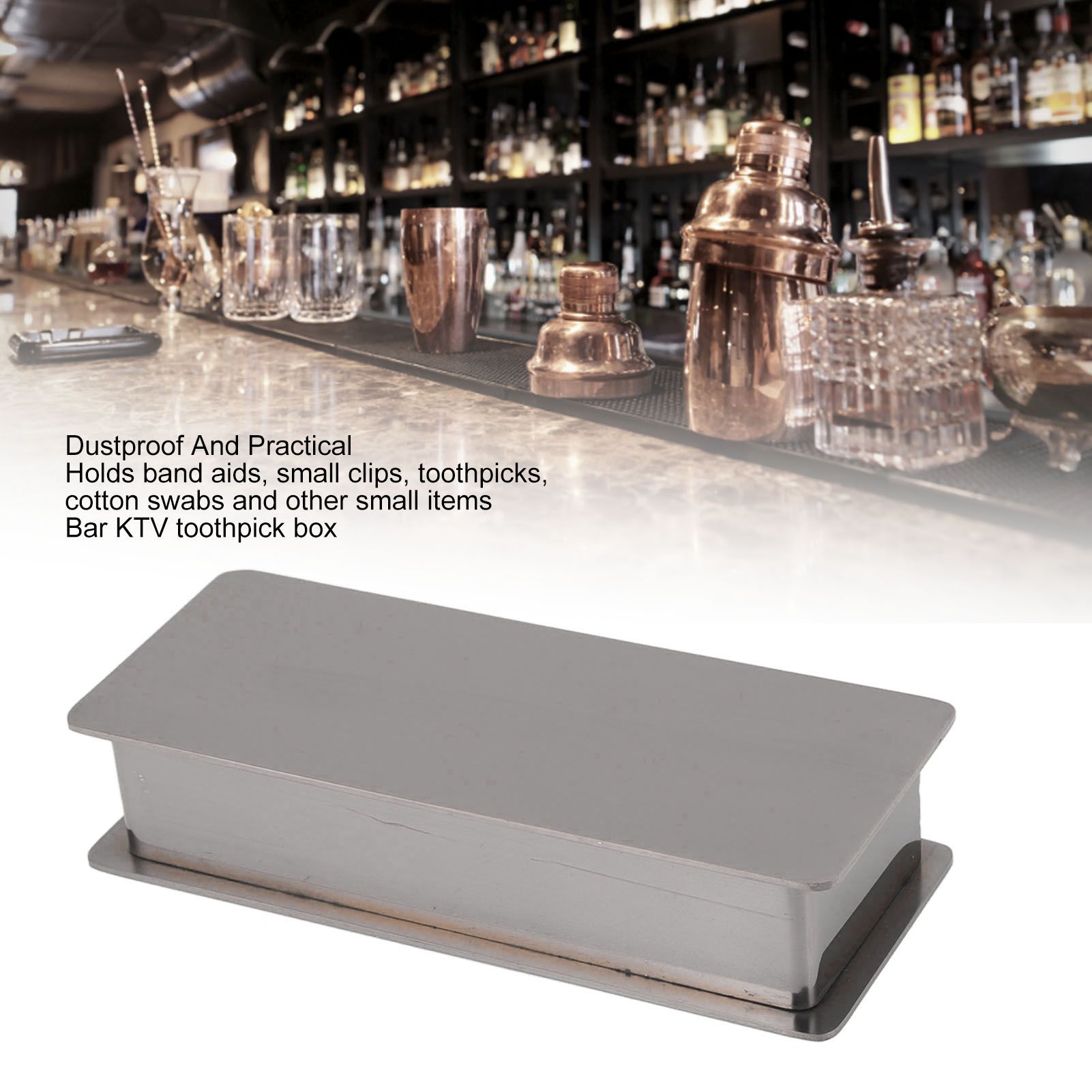 Toothpick Holder Stainless Steel Rectangular Toothpick Holder with Lid for view 14