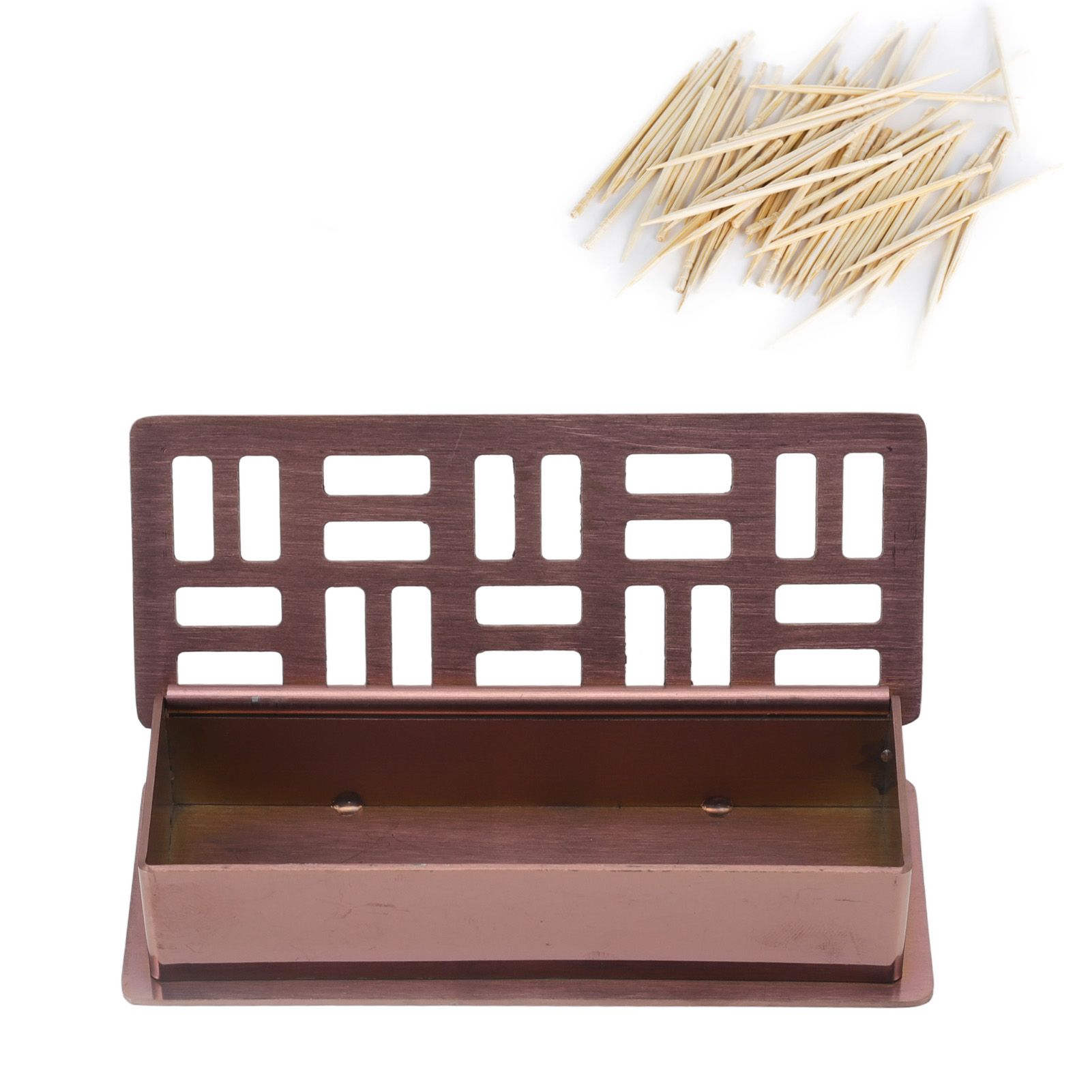 Stainless Steel Toothpick Holder Hollowed Out Rust Prevention Rectangle view 11