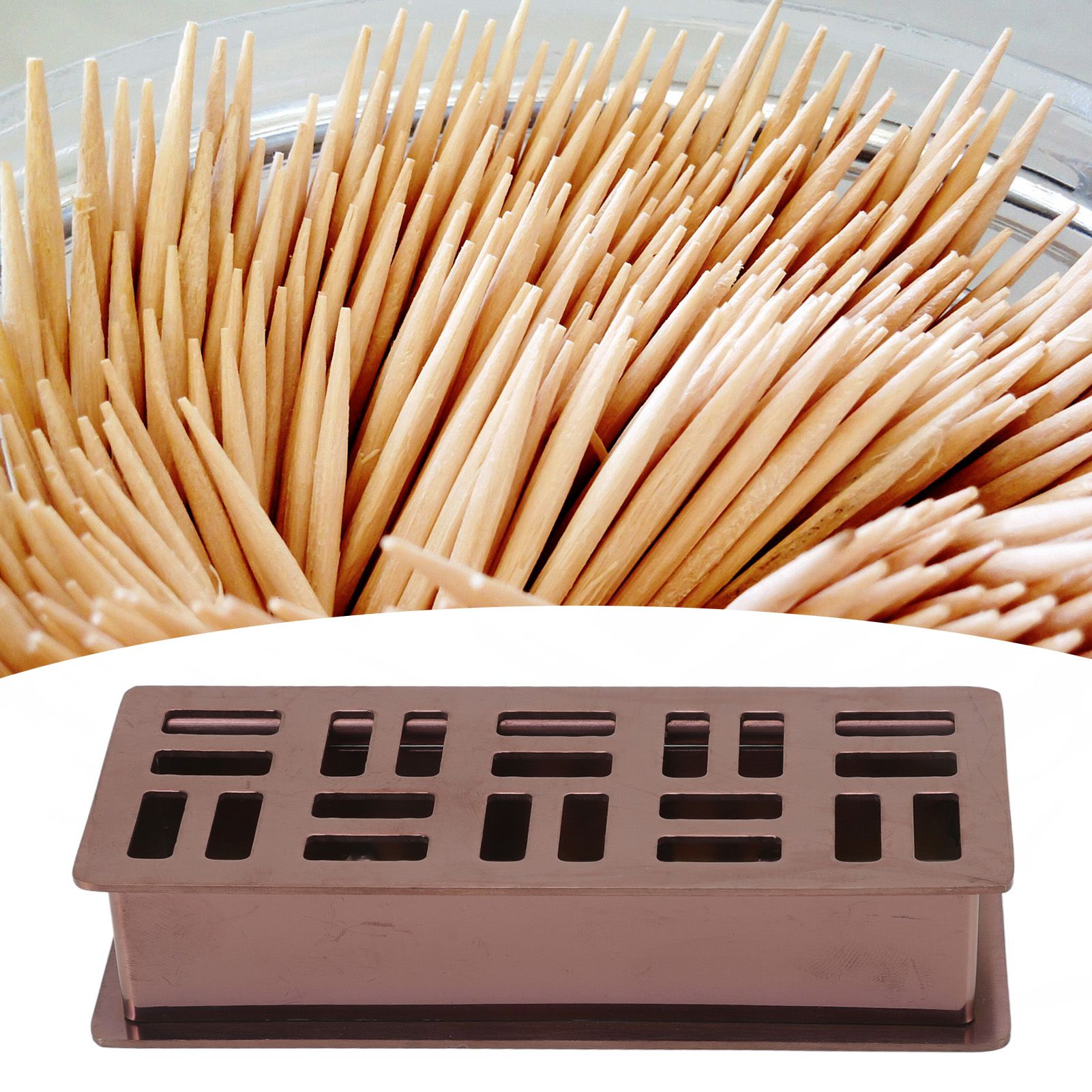 Stainless Steel Toothpick Holder Hollowed Out Rust Prevention Rectangle view 12