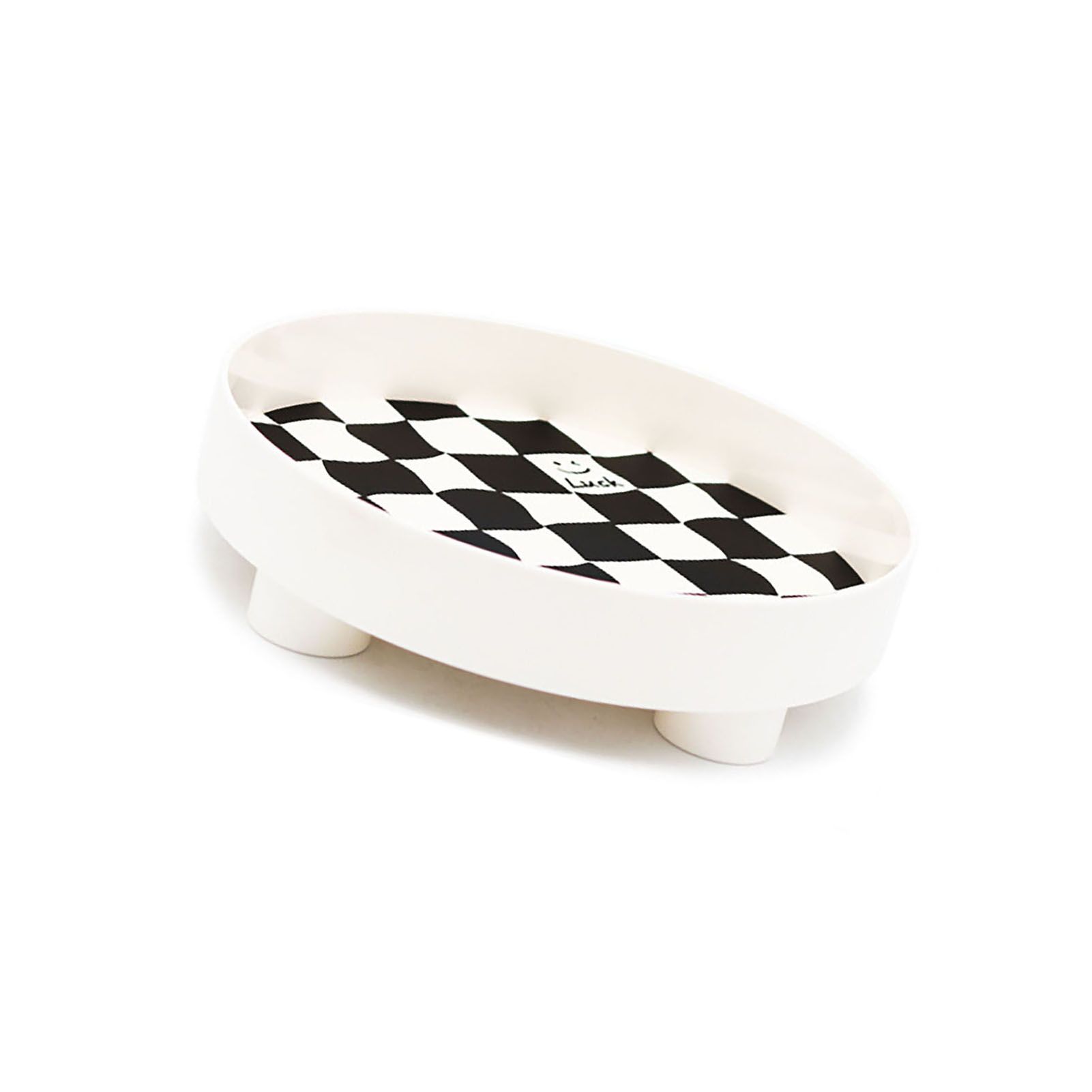 Round Storage Organizer Tray Checkerboard Design Plate Container Tray for view 3