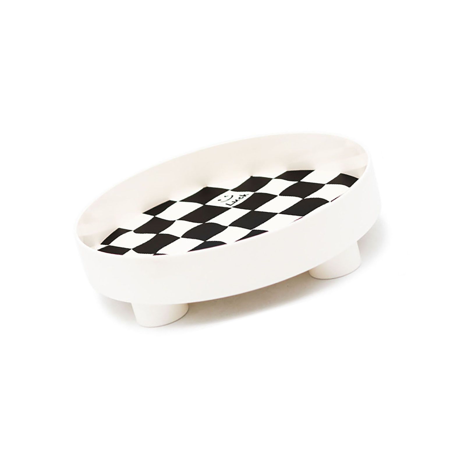 Round Storage Organizer Tray Checkerboard Design Plate Container Tray for view 2