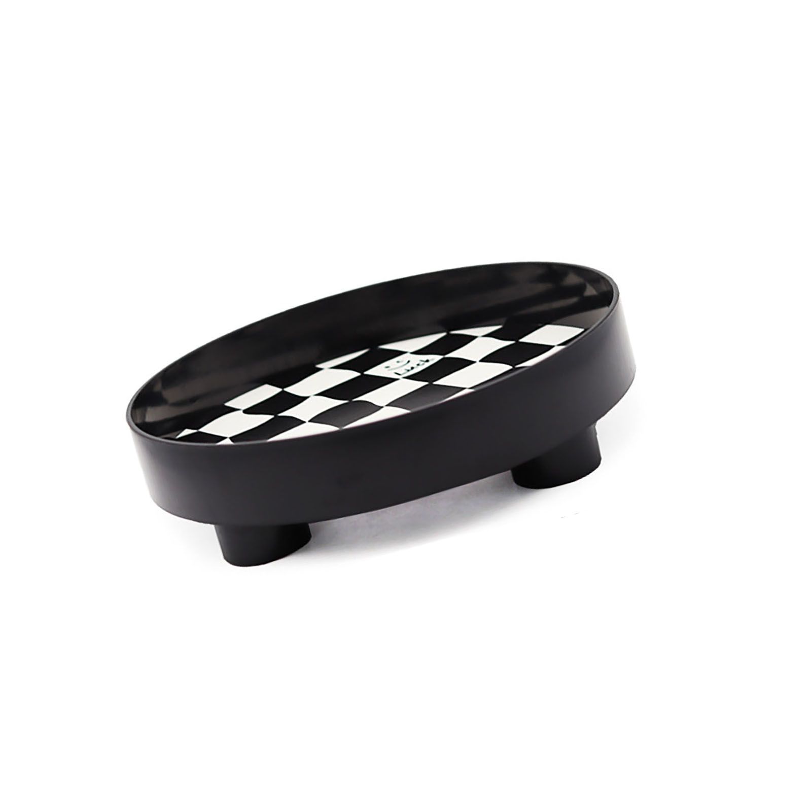 Round Storage Organizer Tray Checkerboard Design Plate Container Tray for view 2