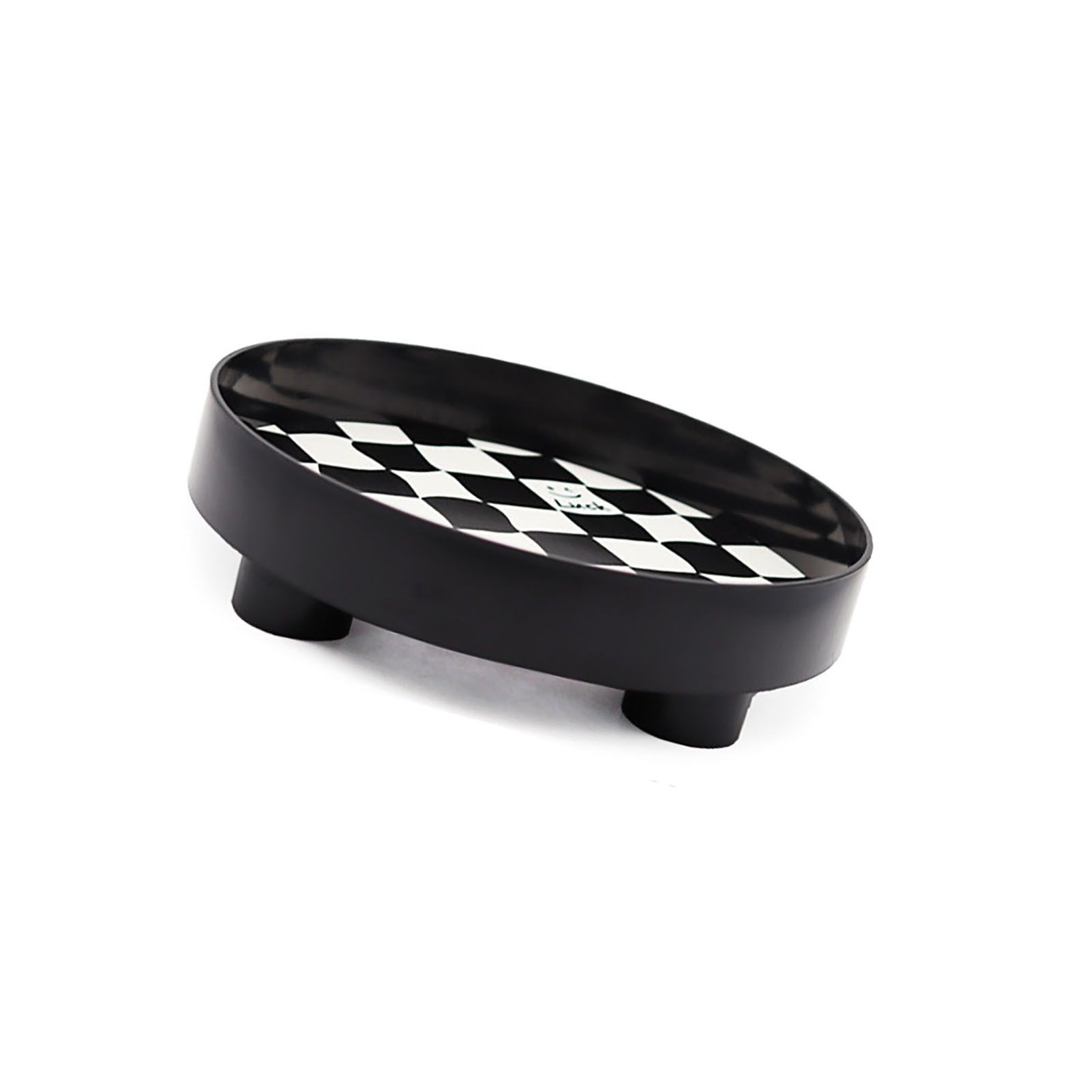 Round Storage Organizer Tray Checkerboard Design Plate Container Tray for view 3