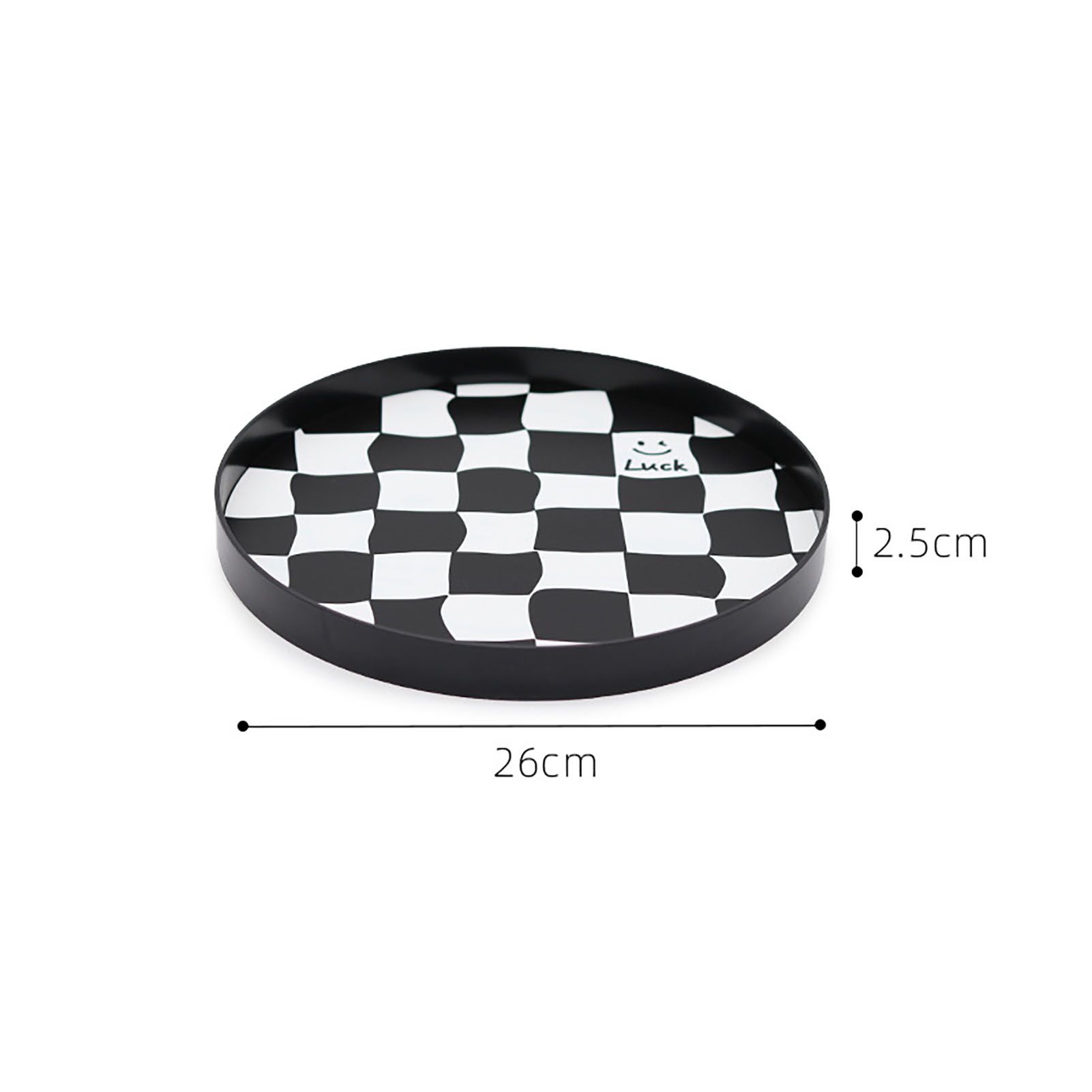 Round Storage Organizer Tray Checkerboard Design Plate Container Tray for view 12