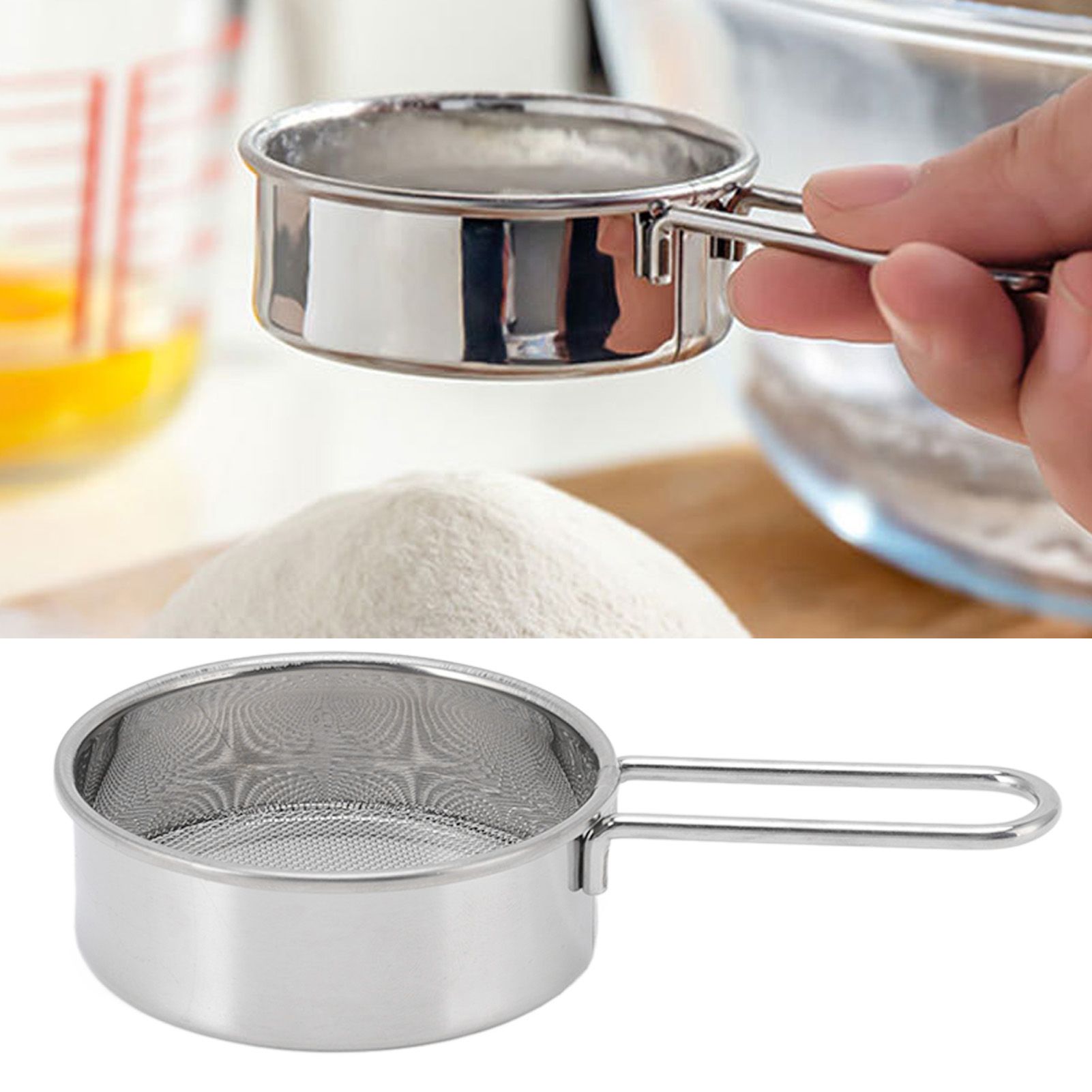 Flour Sieve Strainer 304 Stainless Steel Lightweight Easy Cleaning Ergonomic view 11
