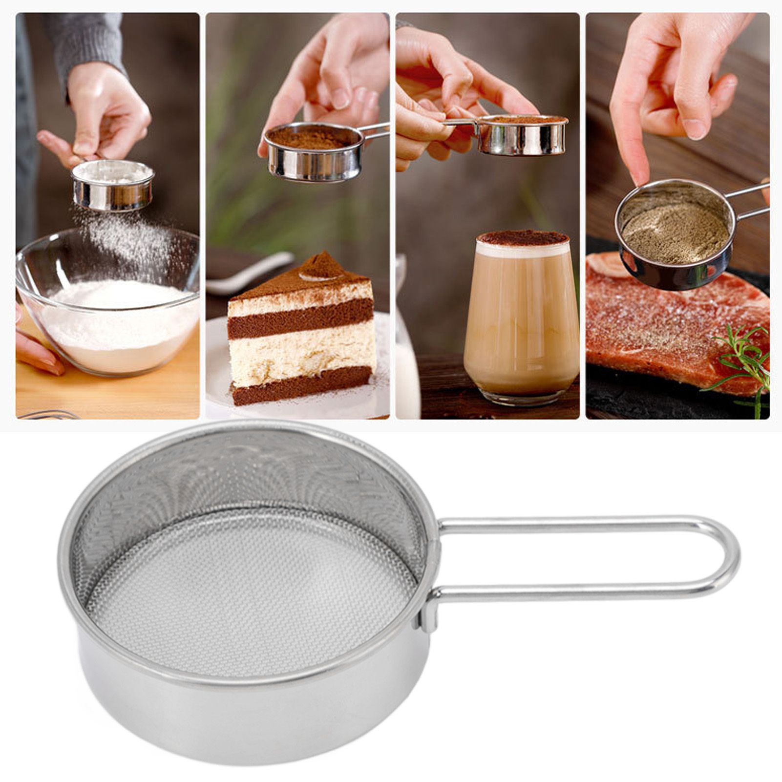 Flour Sieve Strainer 304 Stainless Steel Lightweight Easy Cleaning Ergonomic view 12