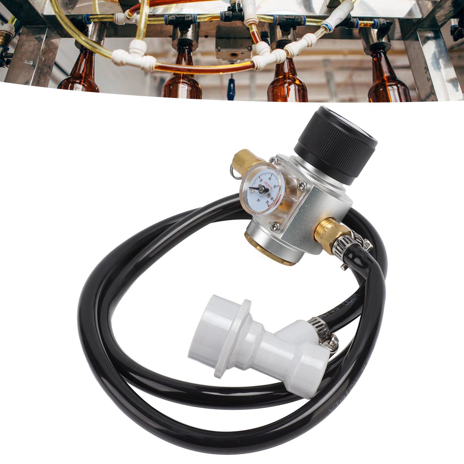 Soda Water Automatic Beer Maker 2nd Stage Pressure Gauge Black Hose view 11