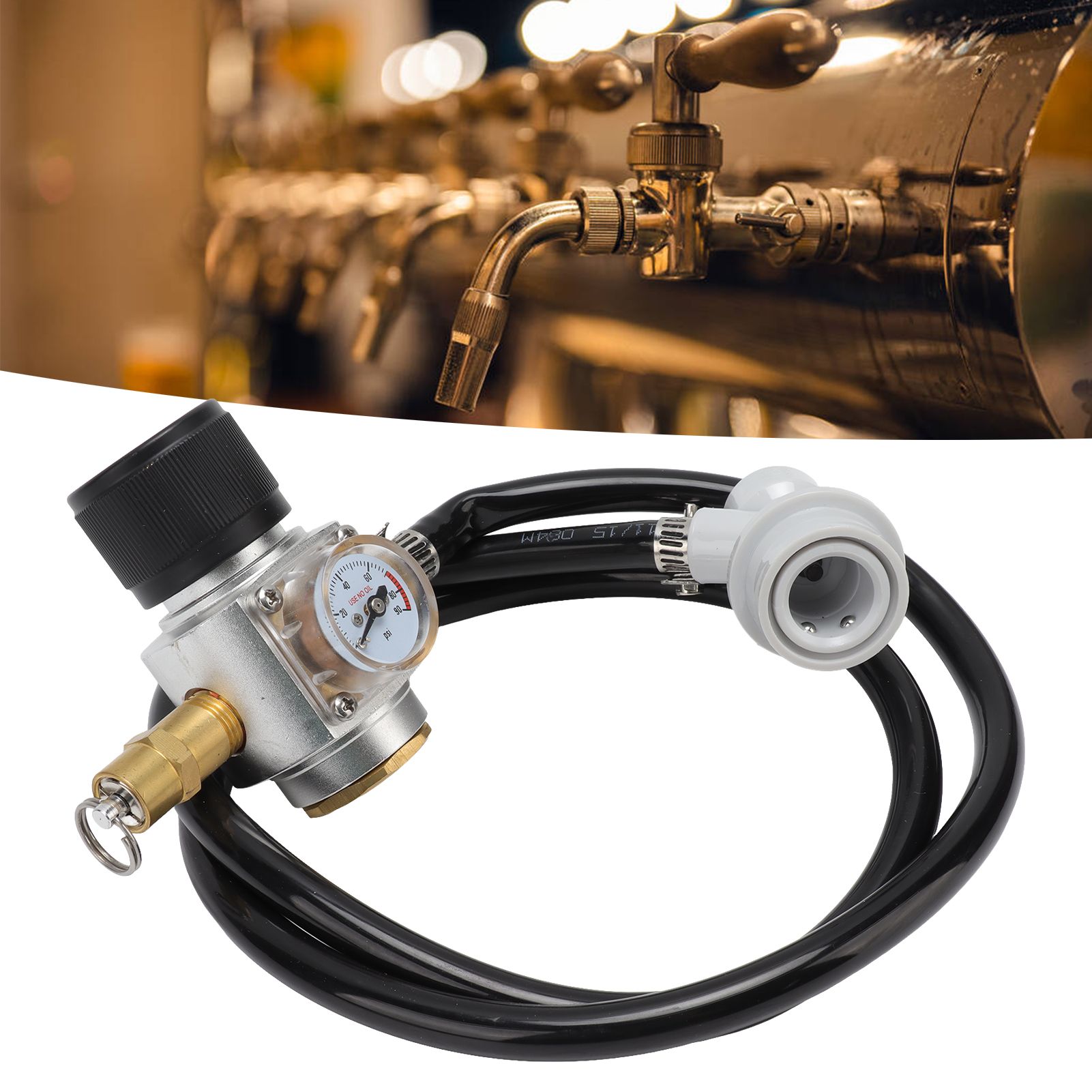 Soda Water Automatic Beer Maker 2nd Stage Pressure Gauge Black Hose view 12