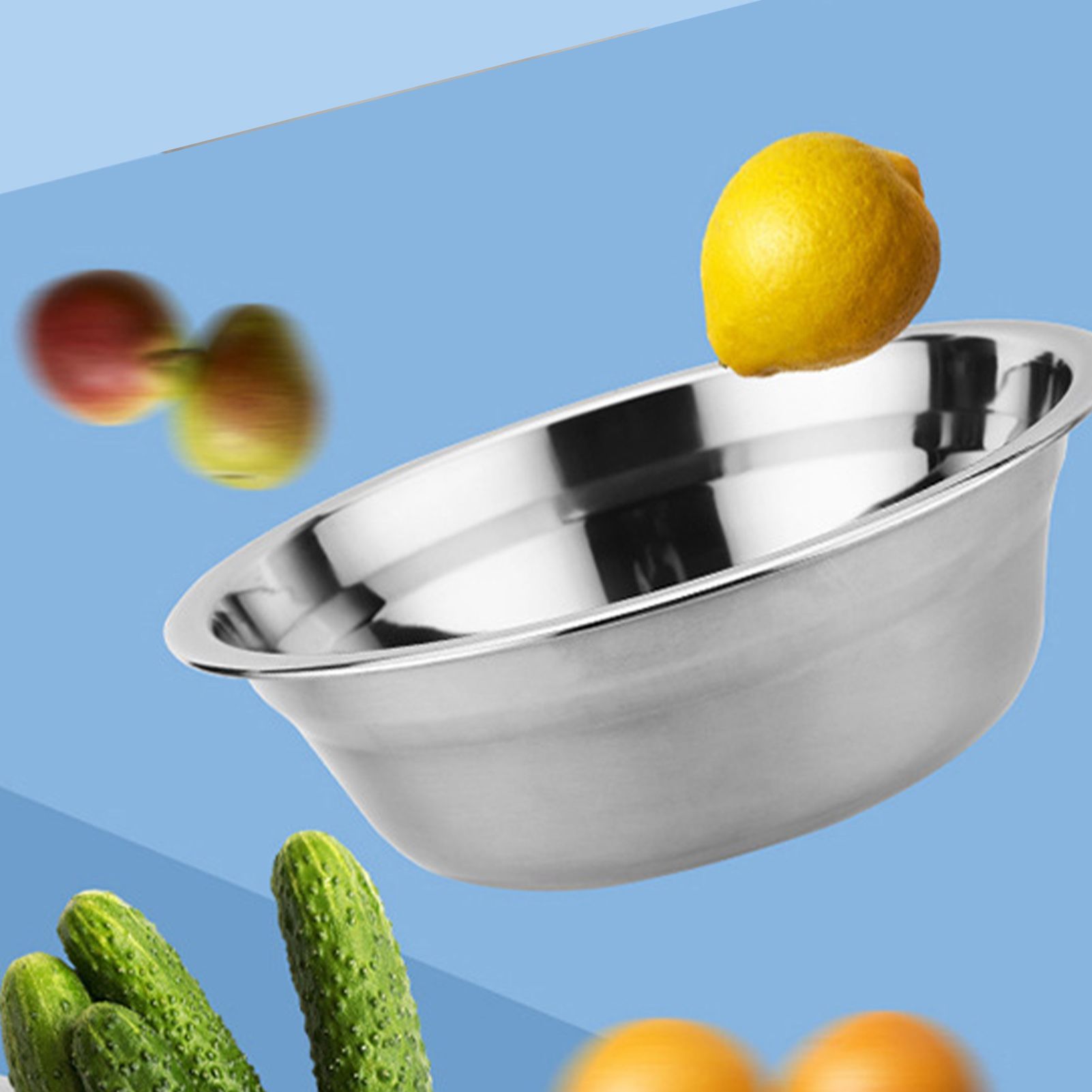 26cm Stainless Steel Basin Mixing Bowl Thicken Heavy Duty Deeper Edge Mirror view 6