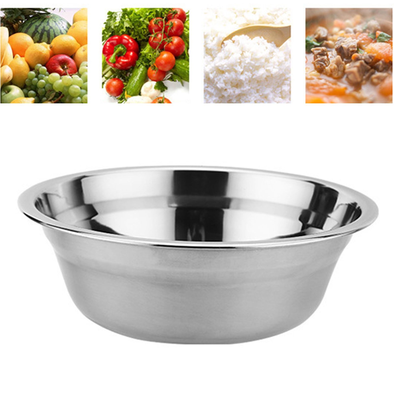 26cm Stainless Steel Basin Mixing Bowl Thicken Heavy Duty Deeper Edge Mirror view 11