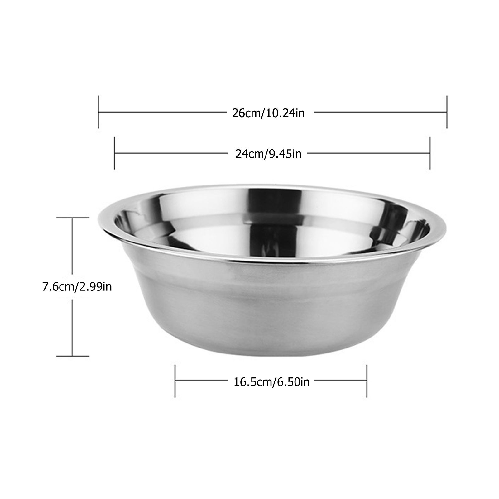 26cm Stainless Steel Basin Mixing Bowl Thicken Heavy Duty Deeper Edge Mirror view 15