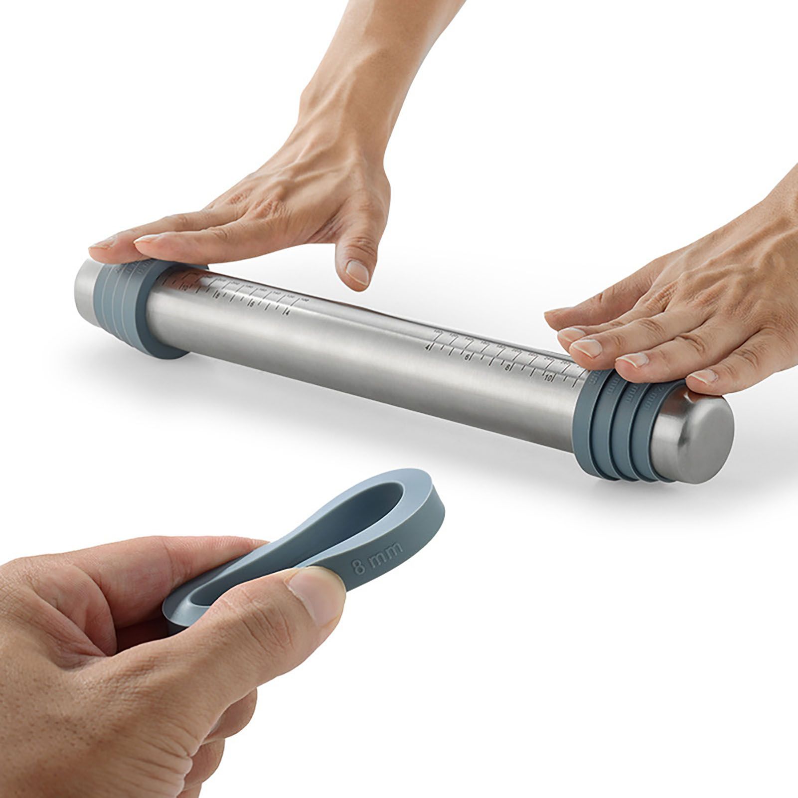Adjustable Thicknes Flour Rolling Pin with Scale Mat Dough Scraper 430 view 4