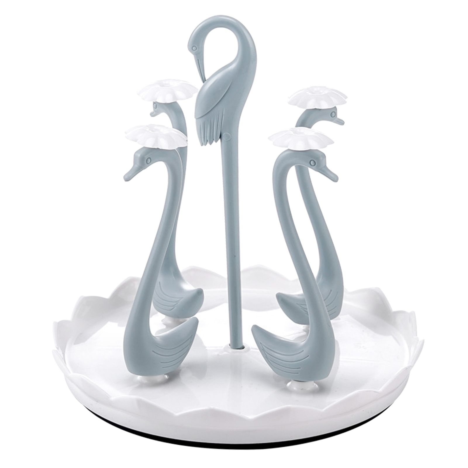 Swan Cup Holder with Rotating Drip Tray Plastic Rotatable Drinking Cup Drainer