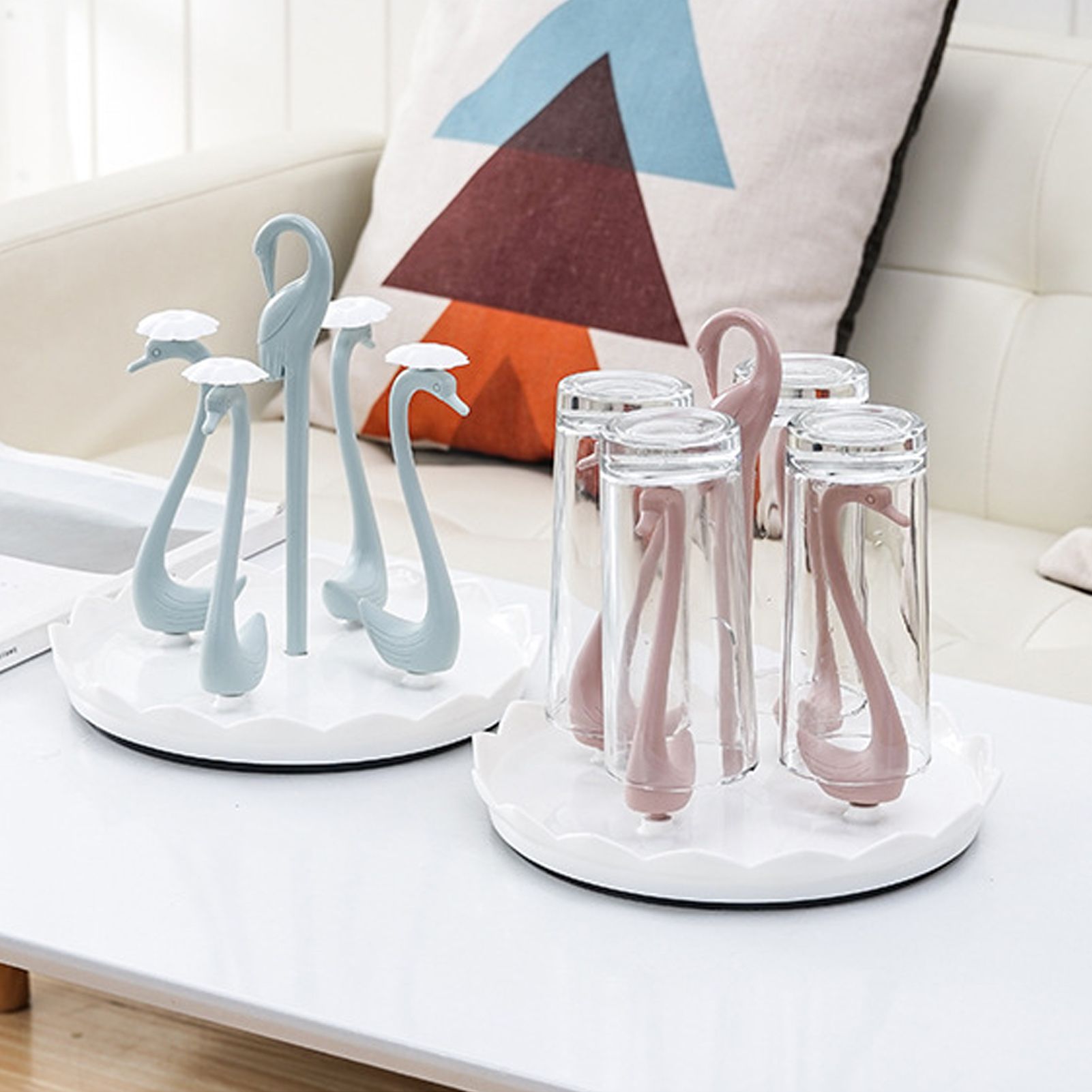 Swan Cup Holder with Rotating Drip Tray Plastic Rotatable Drinking Cup Drainer view 6