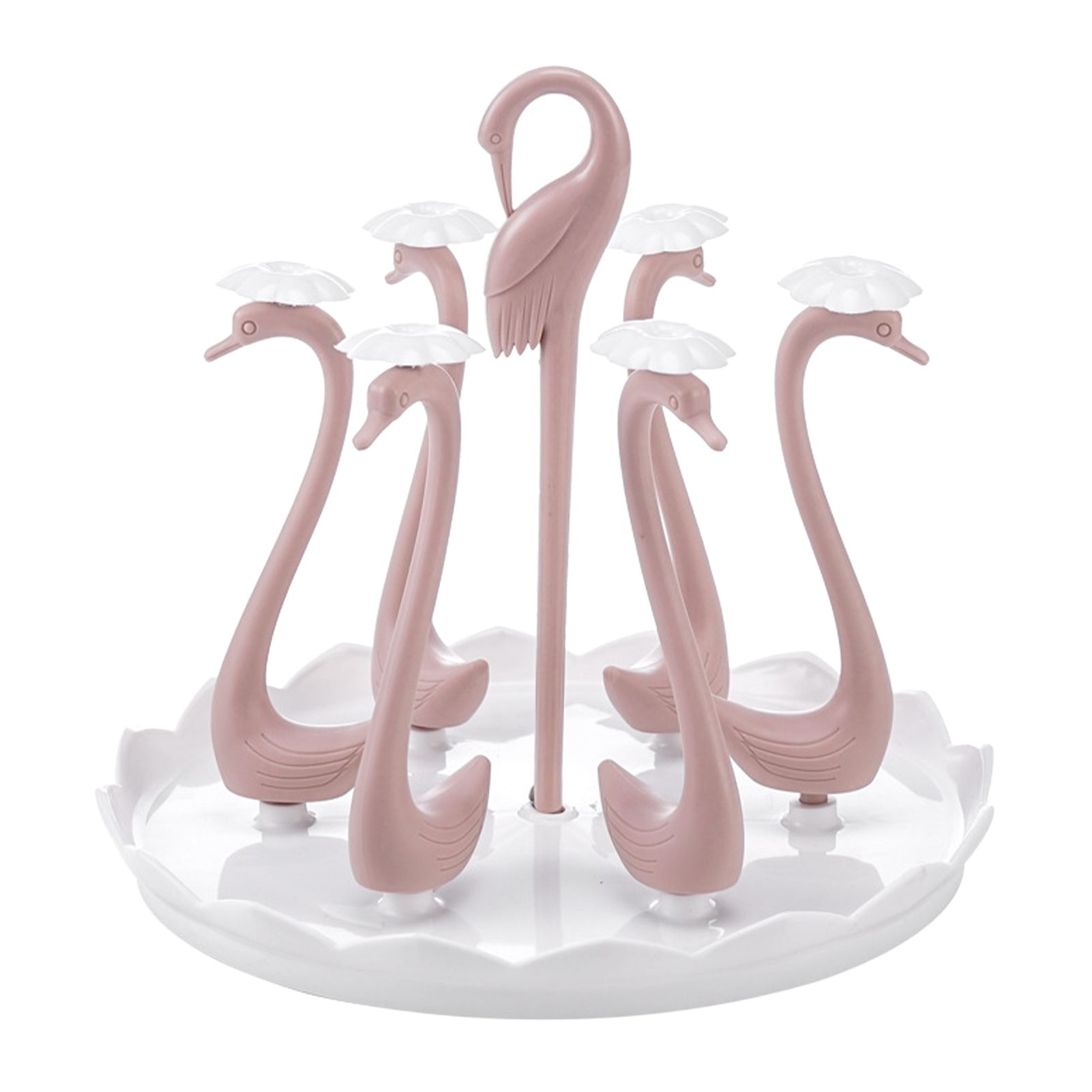 Swan Cup Holder with Rotating Drip Tray Plastic Rotatable Drinking Cup Drainer