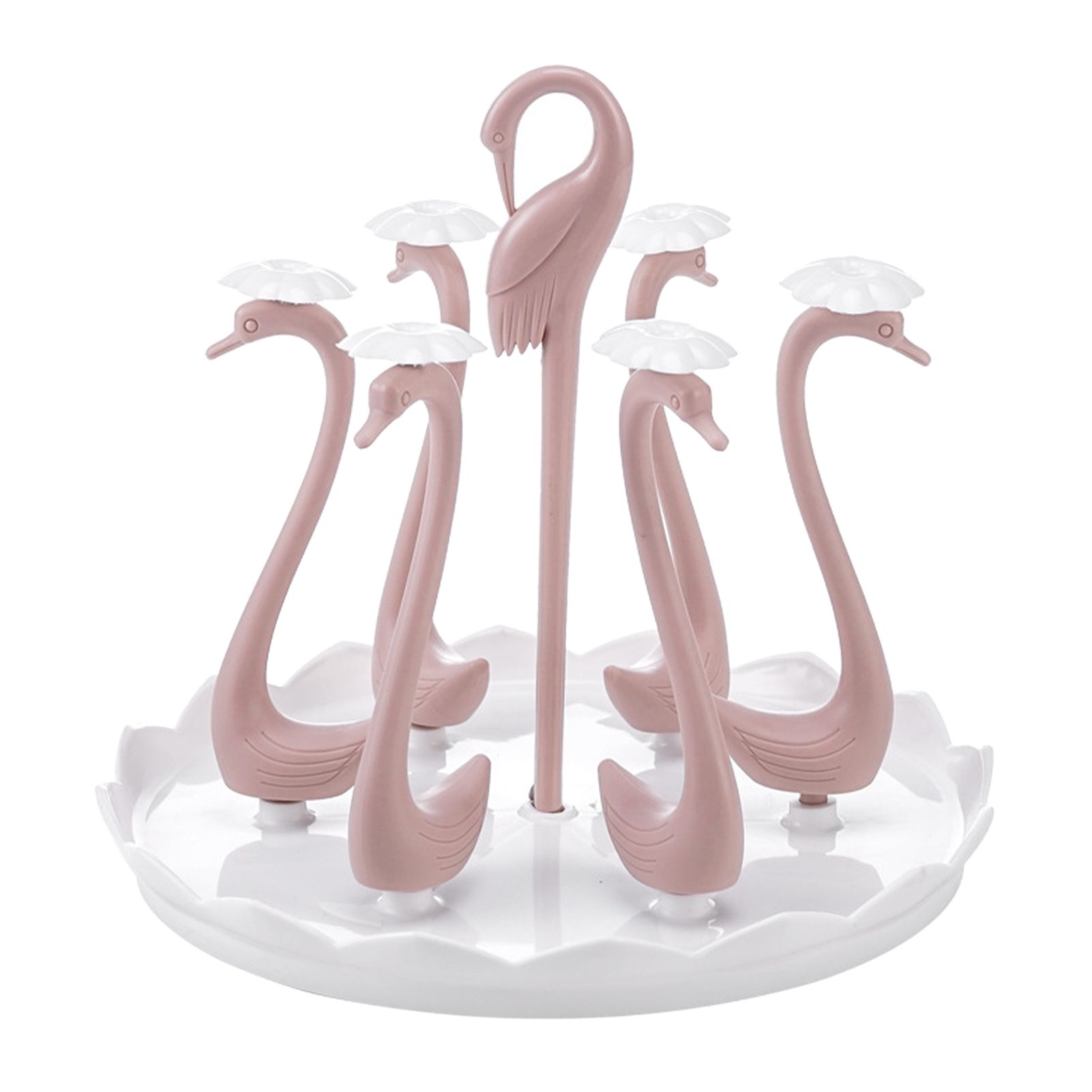 Swan Cup Holder with Rotating Drip Tray Plastic Rotatable Drinking Cup Drainer view 2