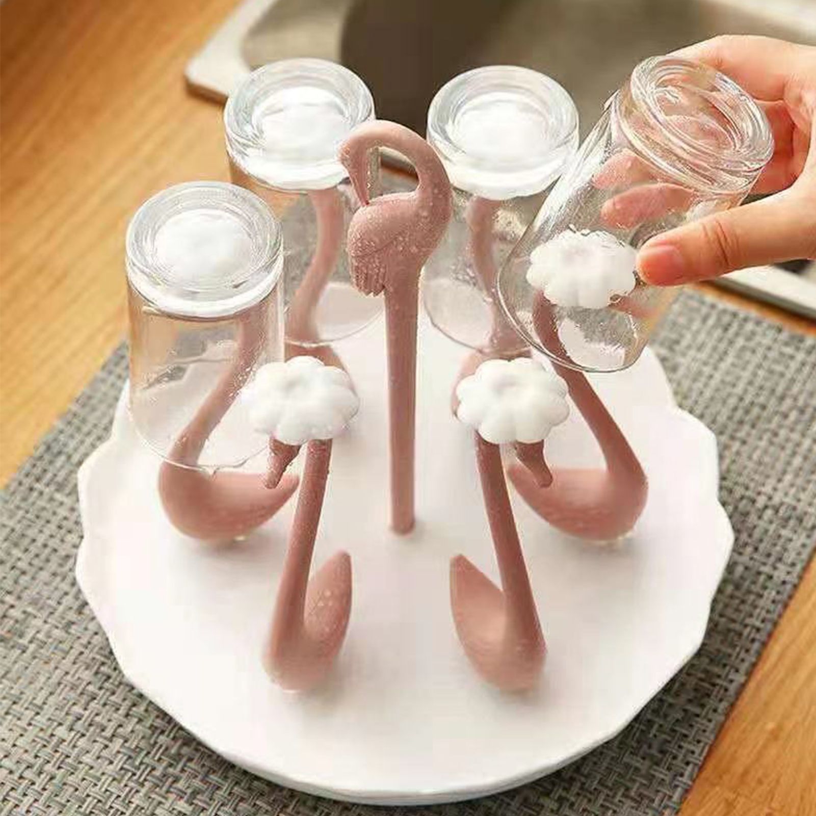 Swan Cup Holder with Rotating Drip Tray Plastic Rotatable Drinking Cup Drainer view 5