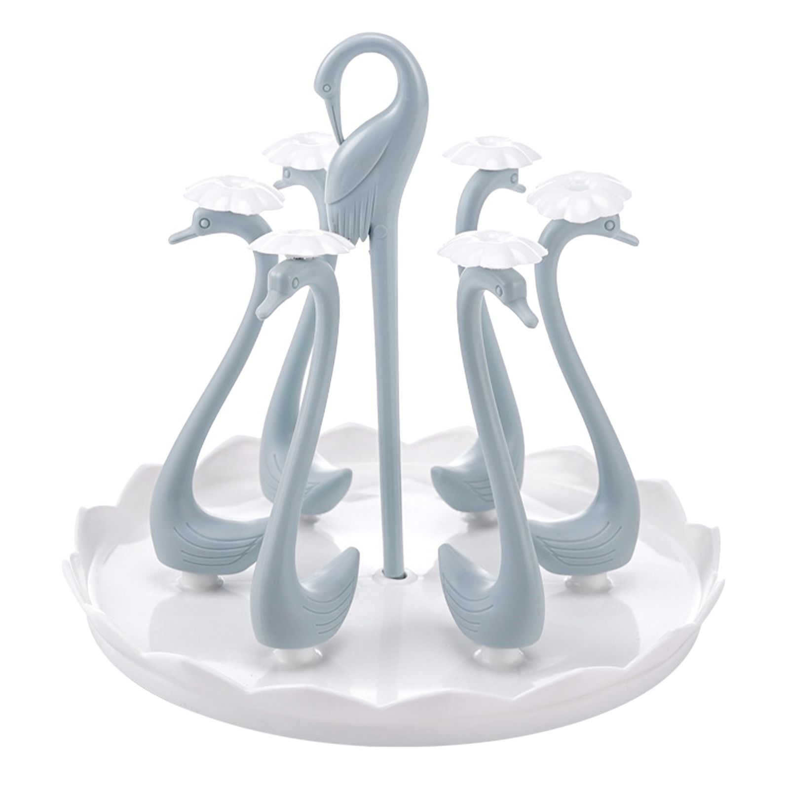 Swan Cup Holder with Rotating Drip Tray Plastic Rotatable Drinking Cup Drainer