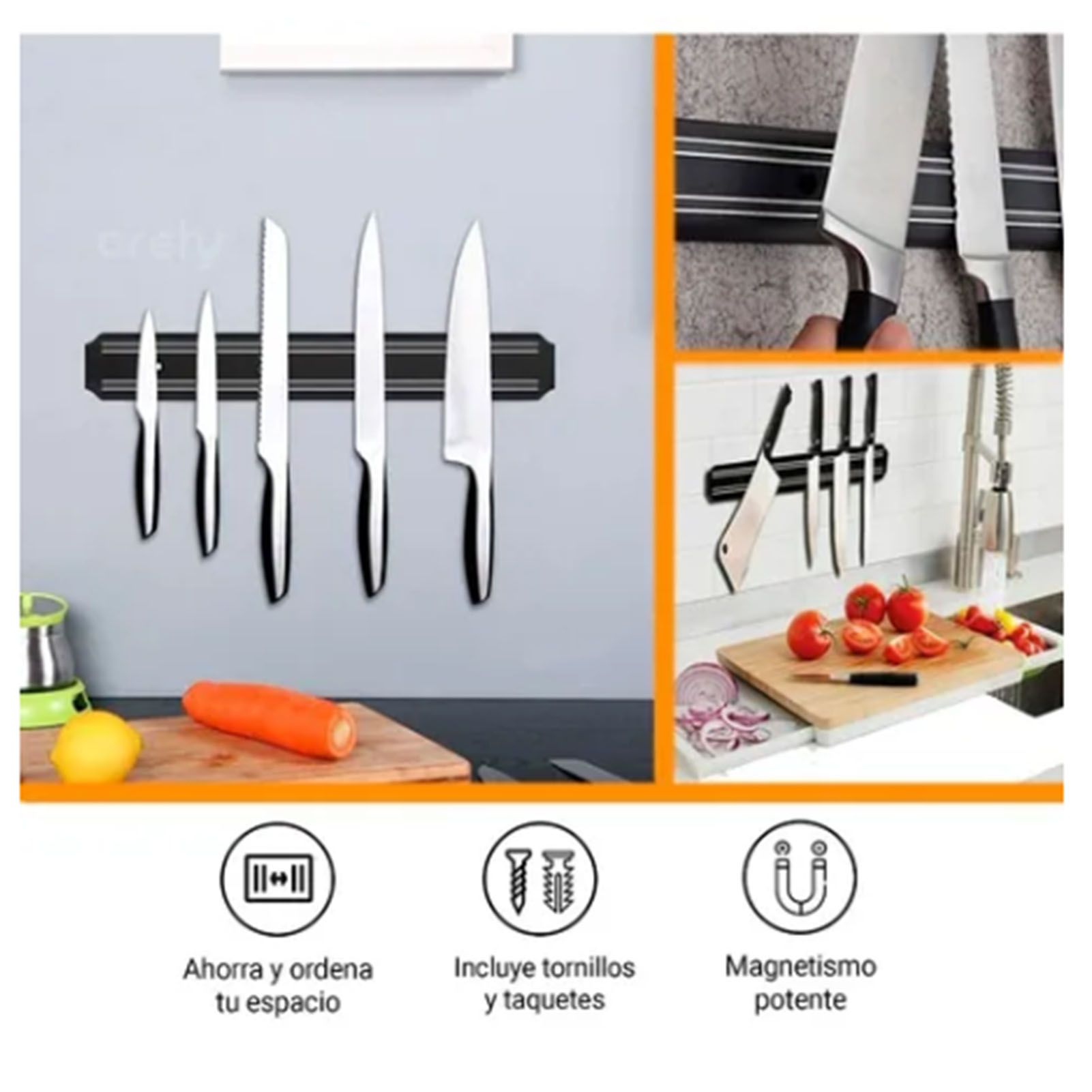 Magnetic Knife Holder Modern Simple Design Multi Use Wall Mount Knife Strip 38cm view 6