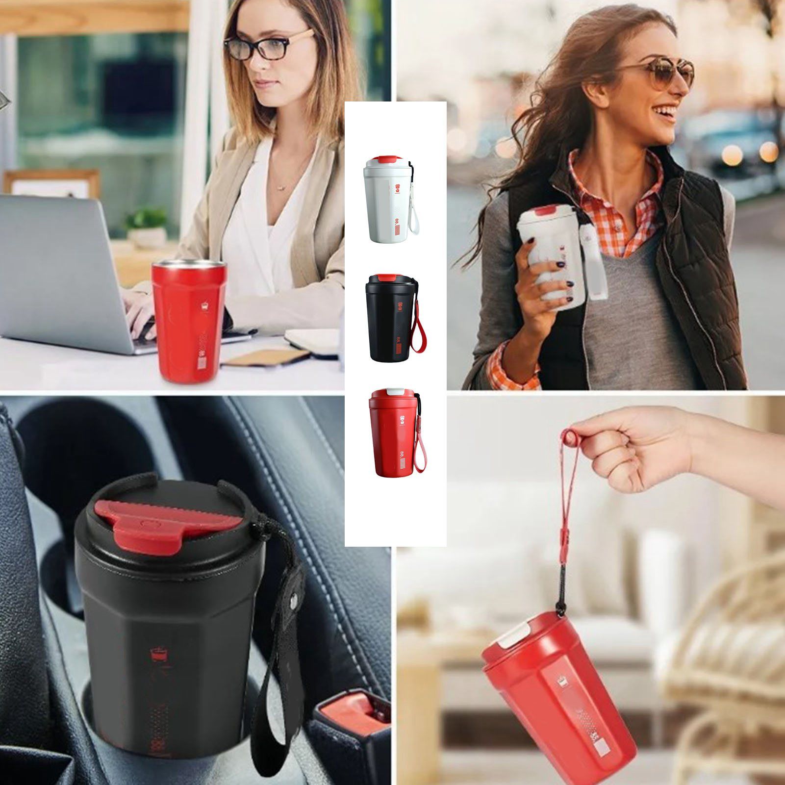 390ml Insulated Coffee Mug Keep Warm Cold Portable Stainless Steel Camping Mug view 12