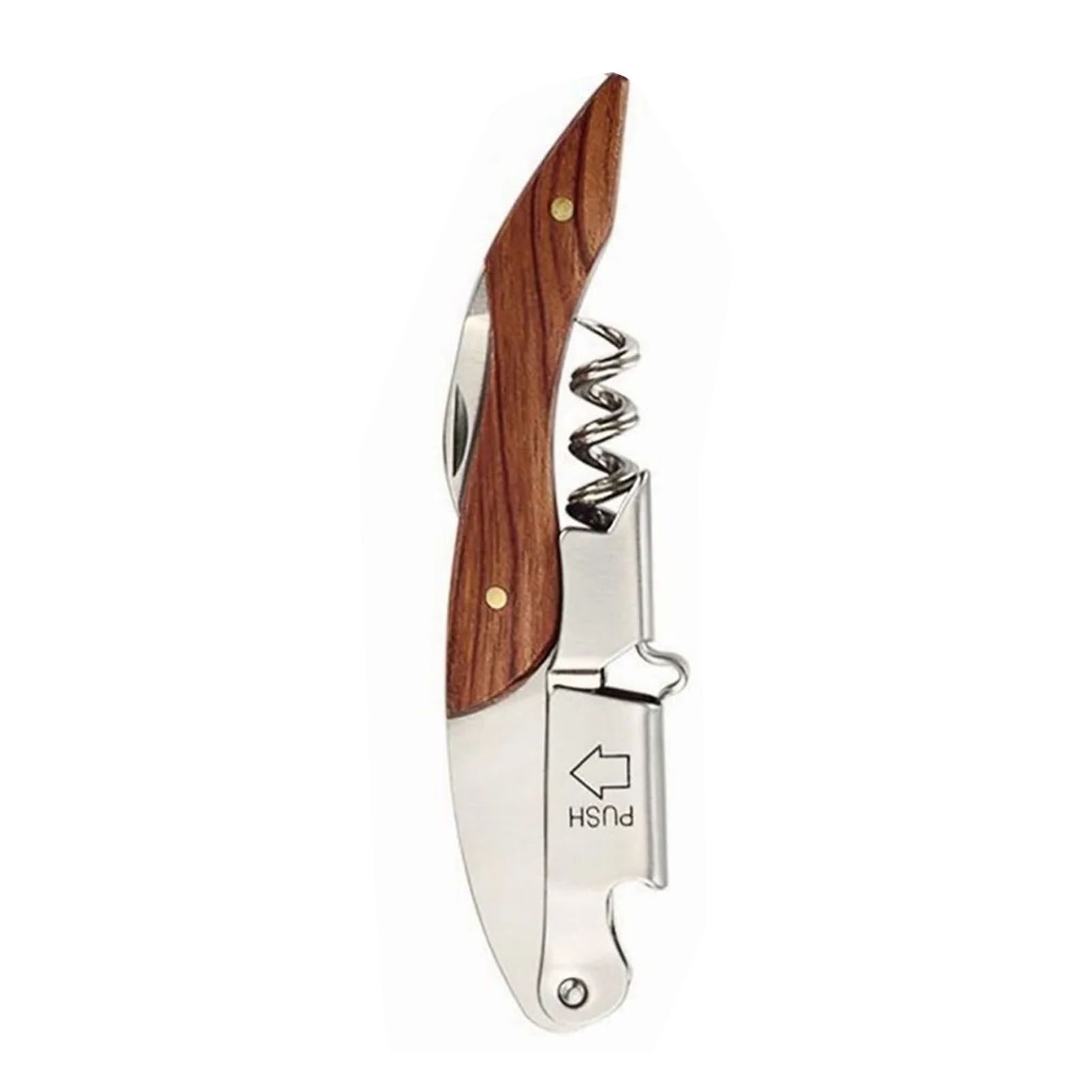 Wine Bottle Opener Corkscrew Stainless Steel Wood Easy Grip Portable Tool for Home view 2