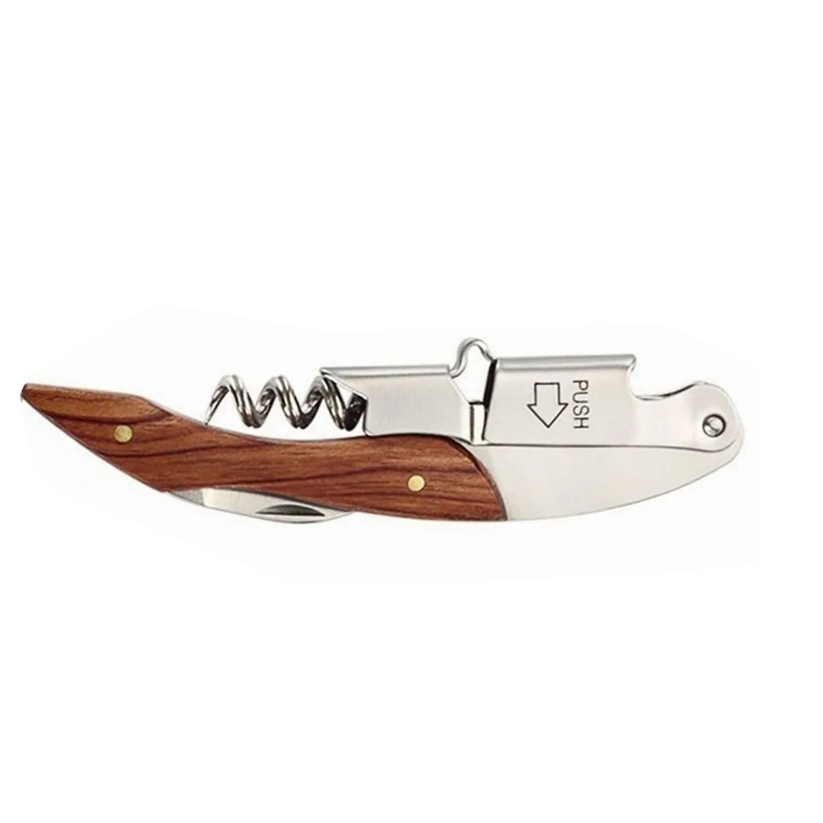 Wine Bottle Opener Corkscrew Stainless Steel Wood Easy Grip Portable Tool for Home view 3